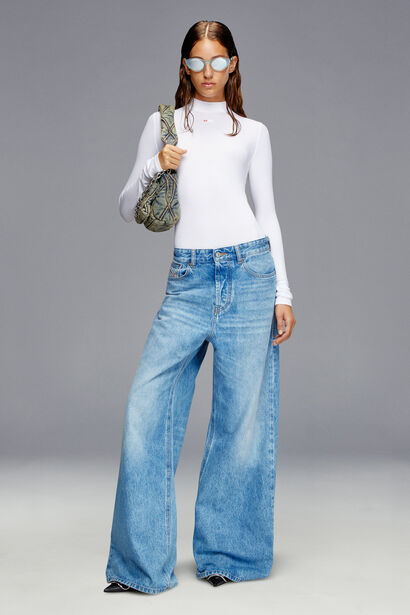 The widest, the lowest, the loosest of our denim silhouettes, slightly flared