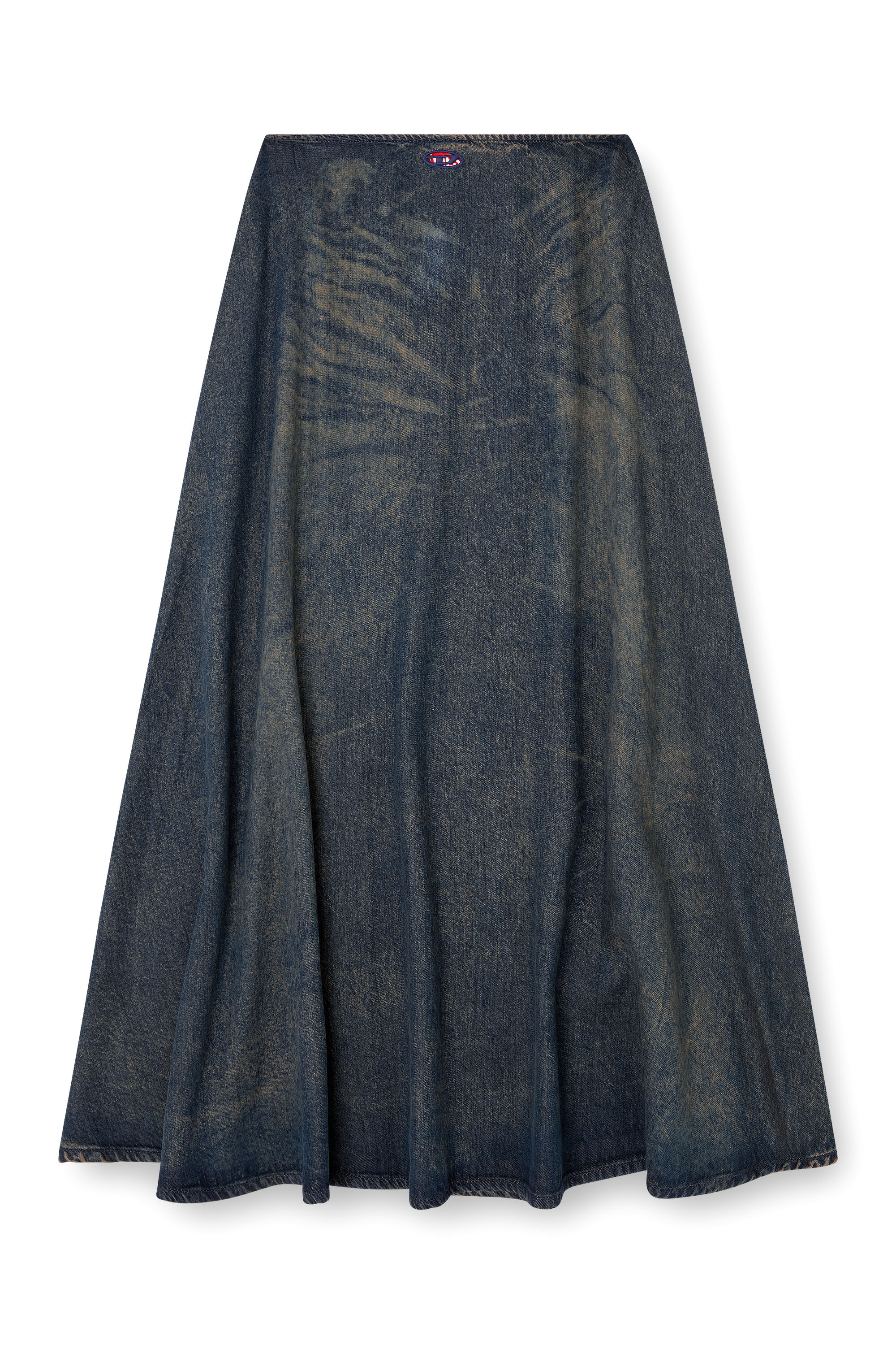 Diesel - DE-ANNIE-S, Woman's Full skirt in fluid dirt-effect denim in null - 2