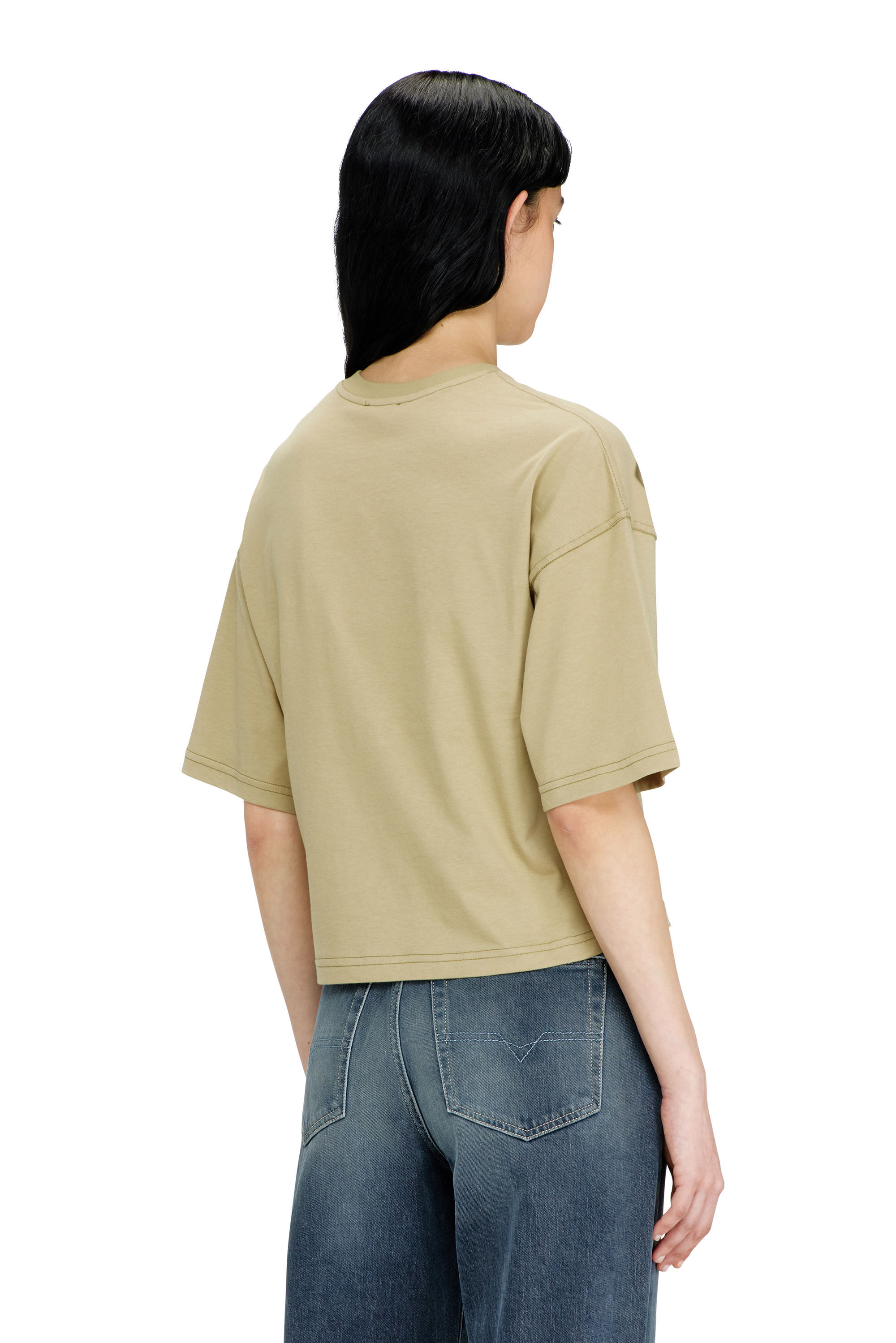 Diesel - T-CROPYN-AA1, Woman's Cropped T-shirt with digital print in Green - 4