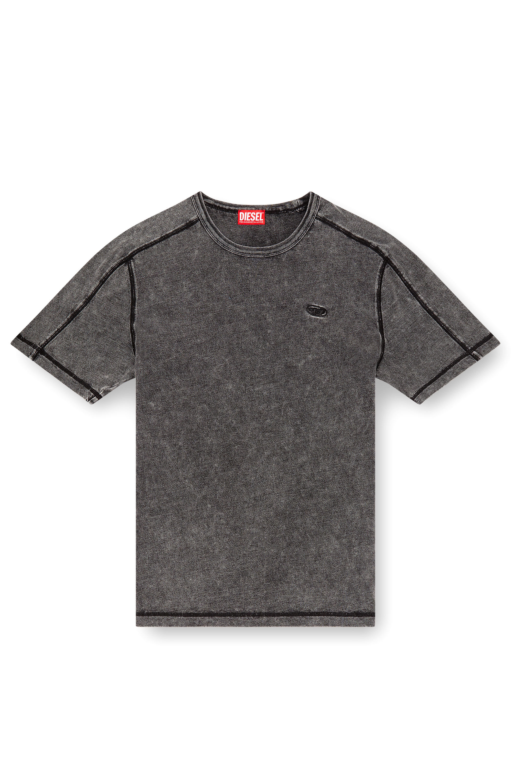 Diesel - T-ADJIND, Man's Denim-look jersey T-shirt in Black - 2
