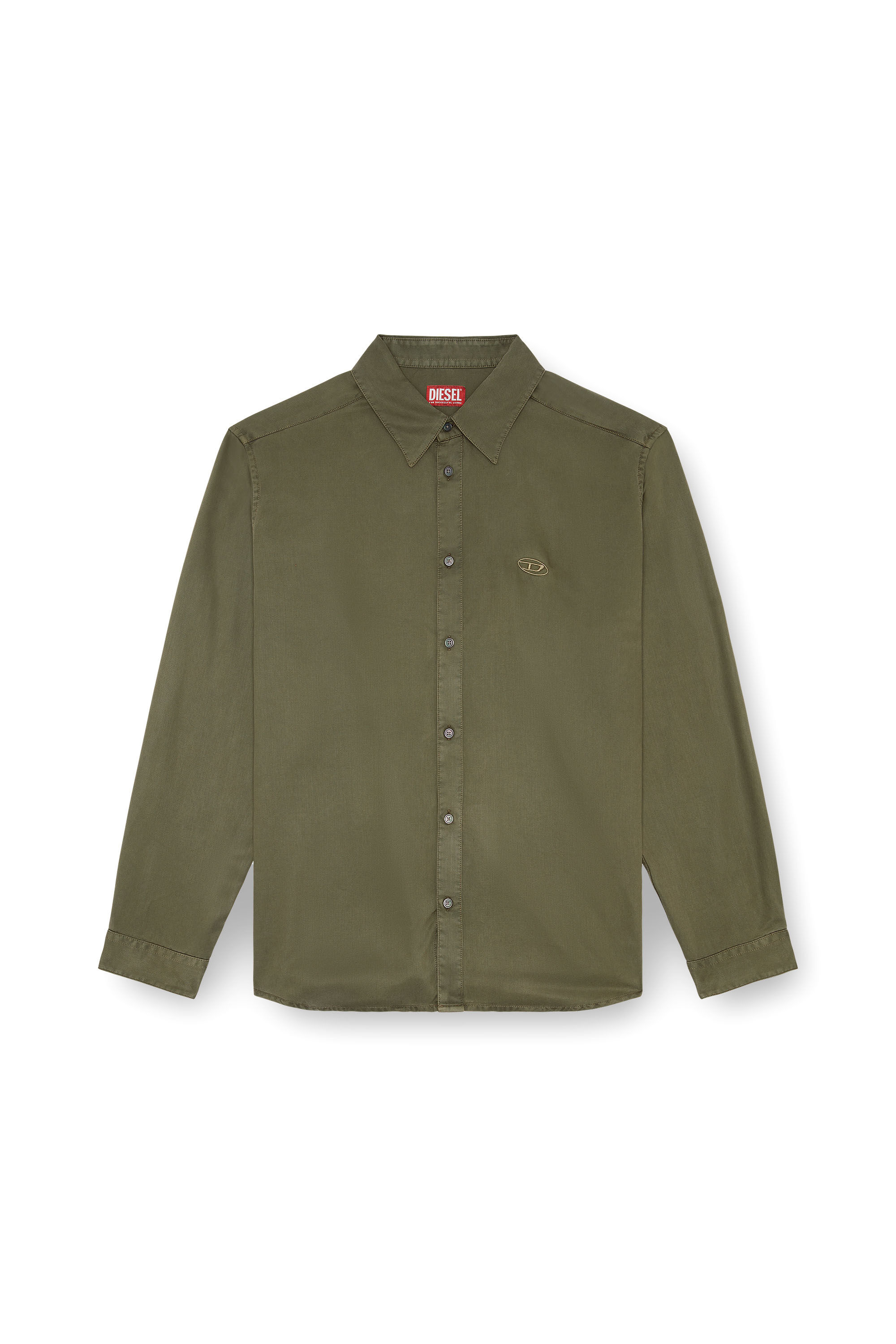 Diesel - S-SIMPLY-C, Man Fluid shirt with logo embroidery in Green - Image 2