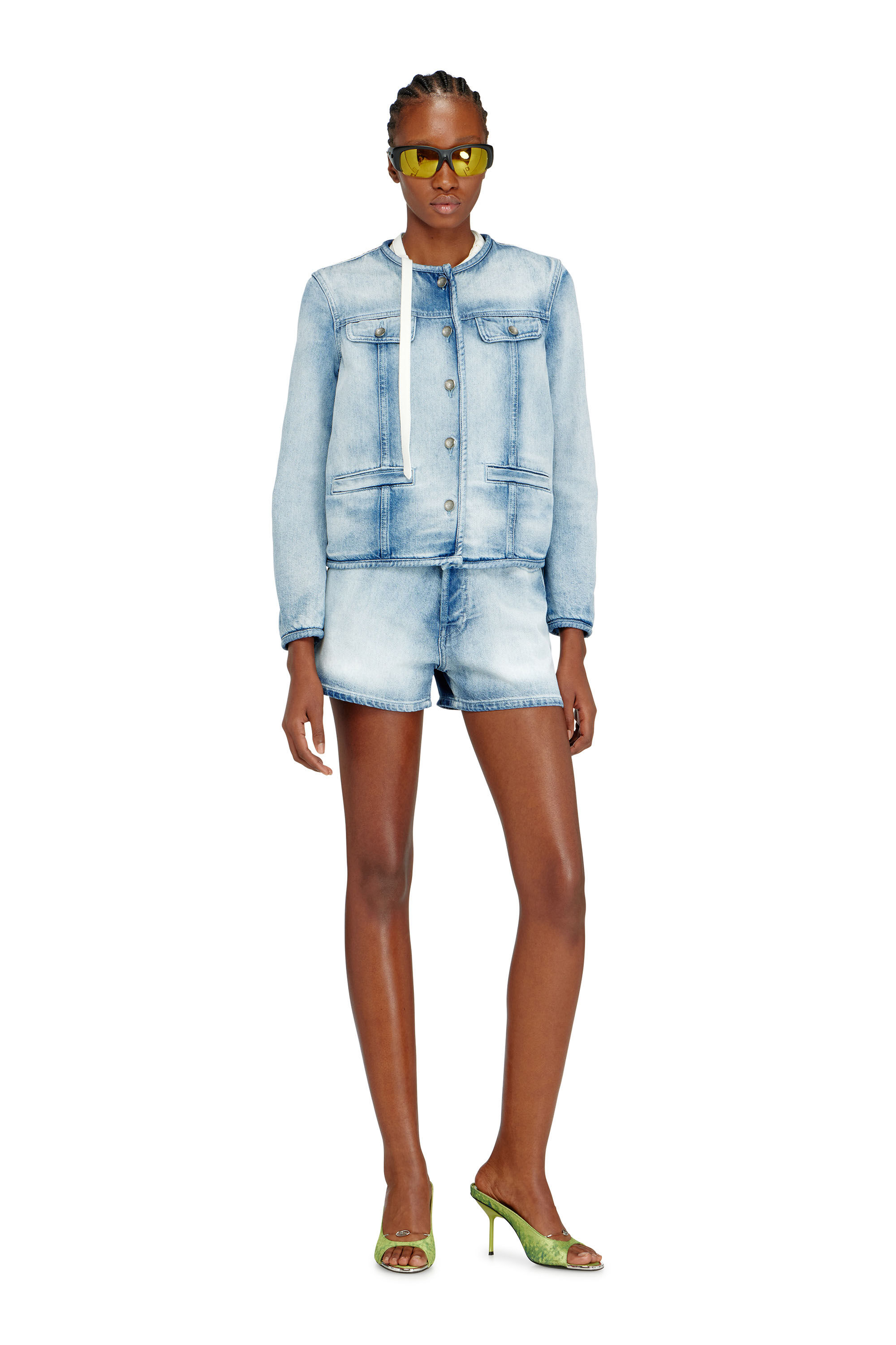 Diesel - DE-GRAFY-FSI1, Woman's Jacket in medium-light skeleton denim in Light Blue - 1