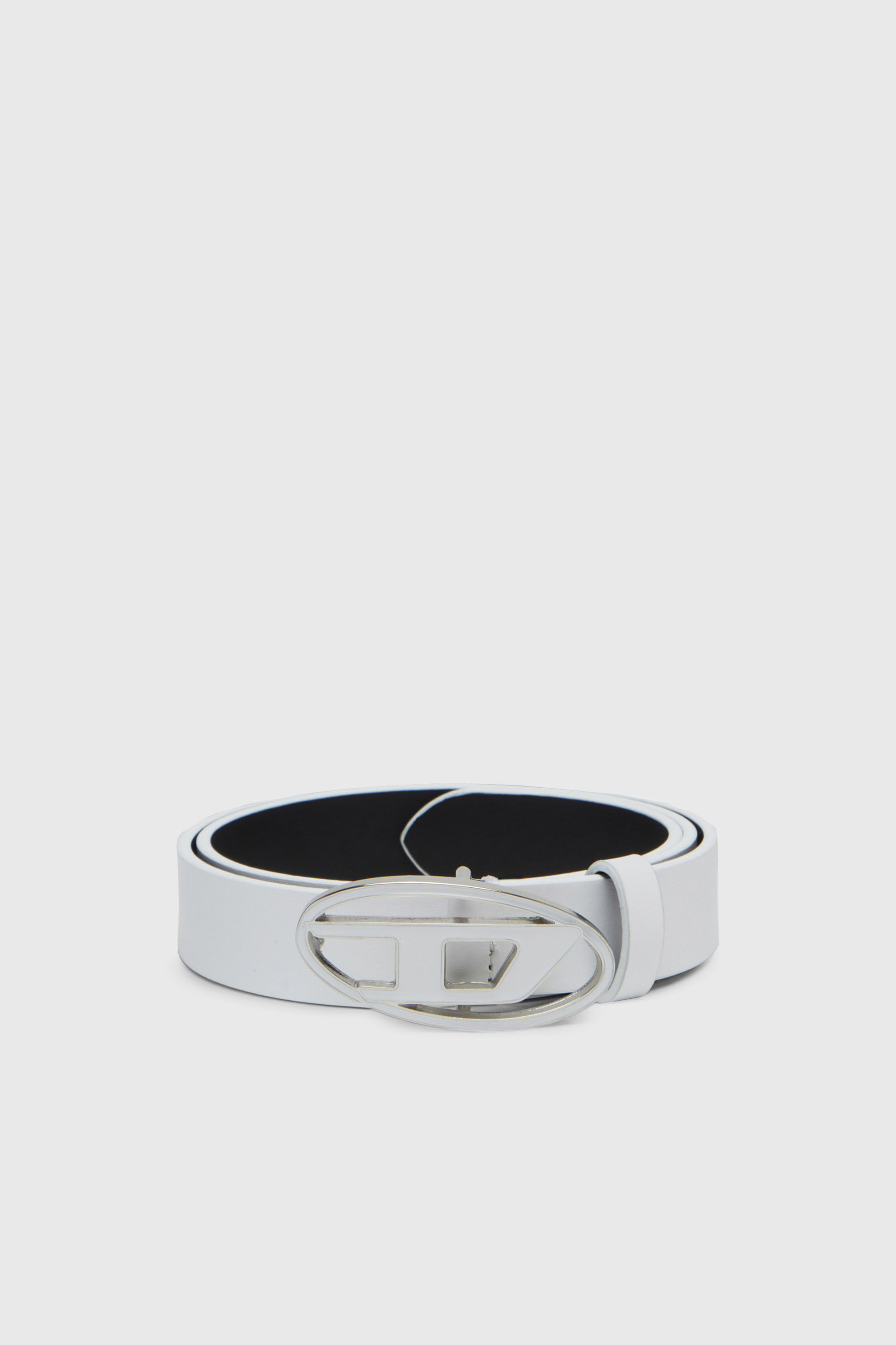 Women's 2.4cm leather belt with enamelled Oval D buckle | White
