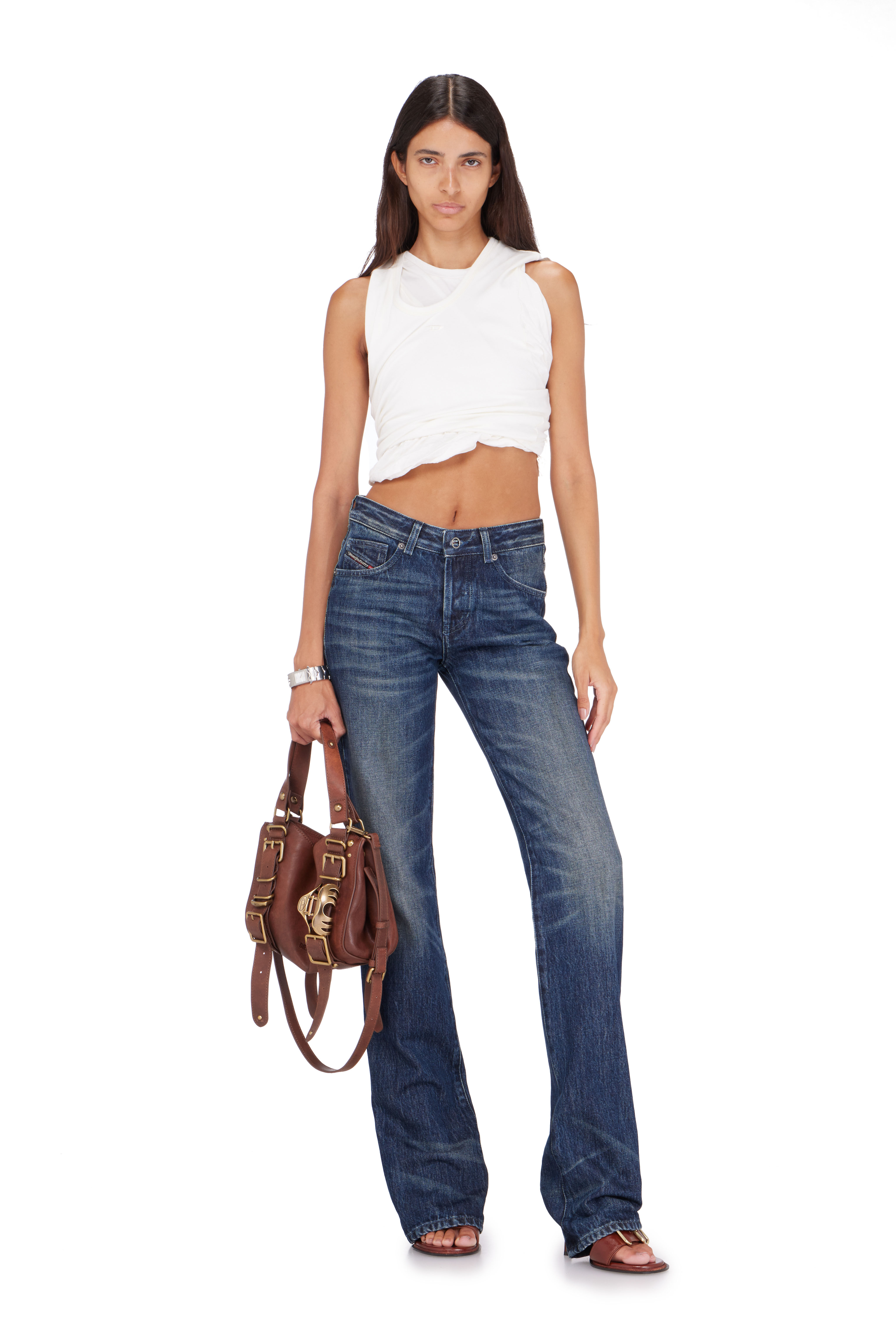 Diesel - D-ONE TOPHANDLE S, Woman's D-One-Small top-handle bag in treated leather in Brown - 1