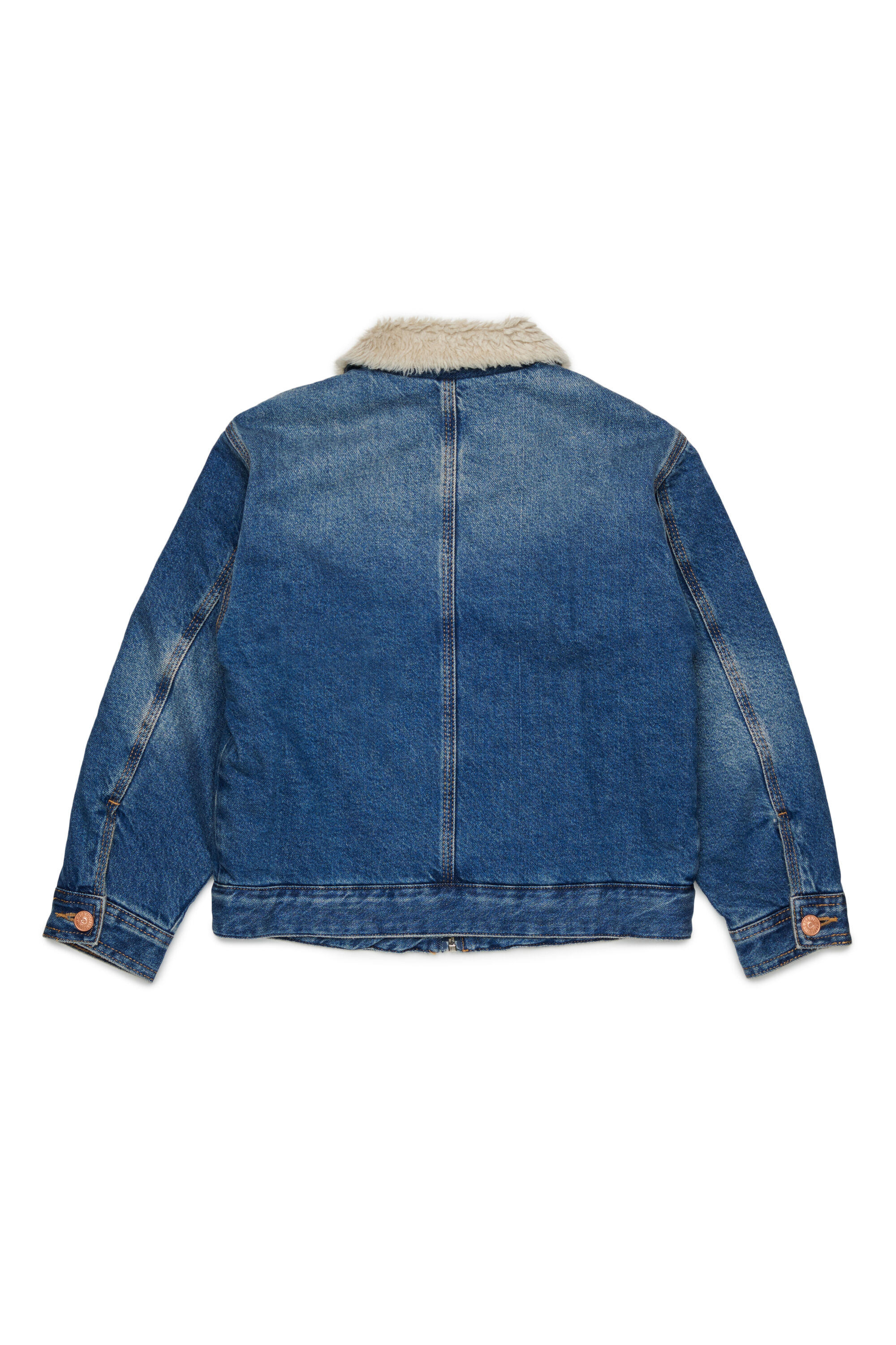 Diesel - JOMOX-FUR, Man's Denim jacket with teddy fleece collar in Medium blue - 2