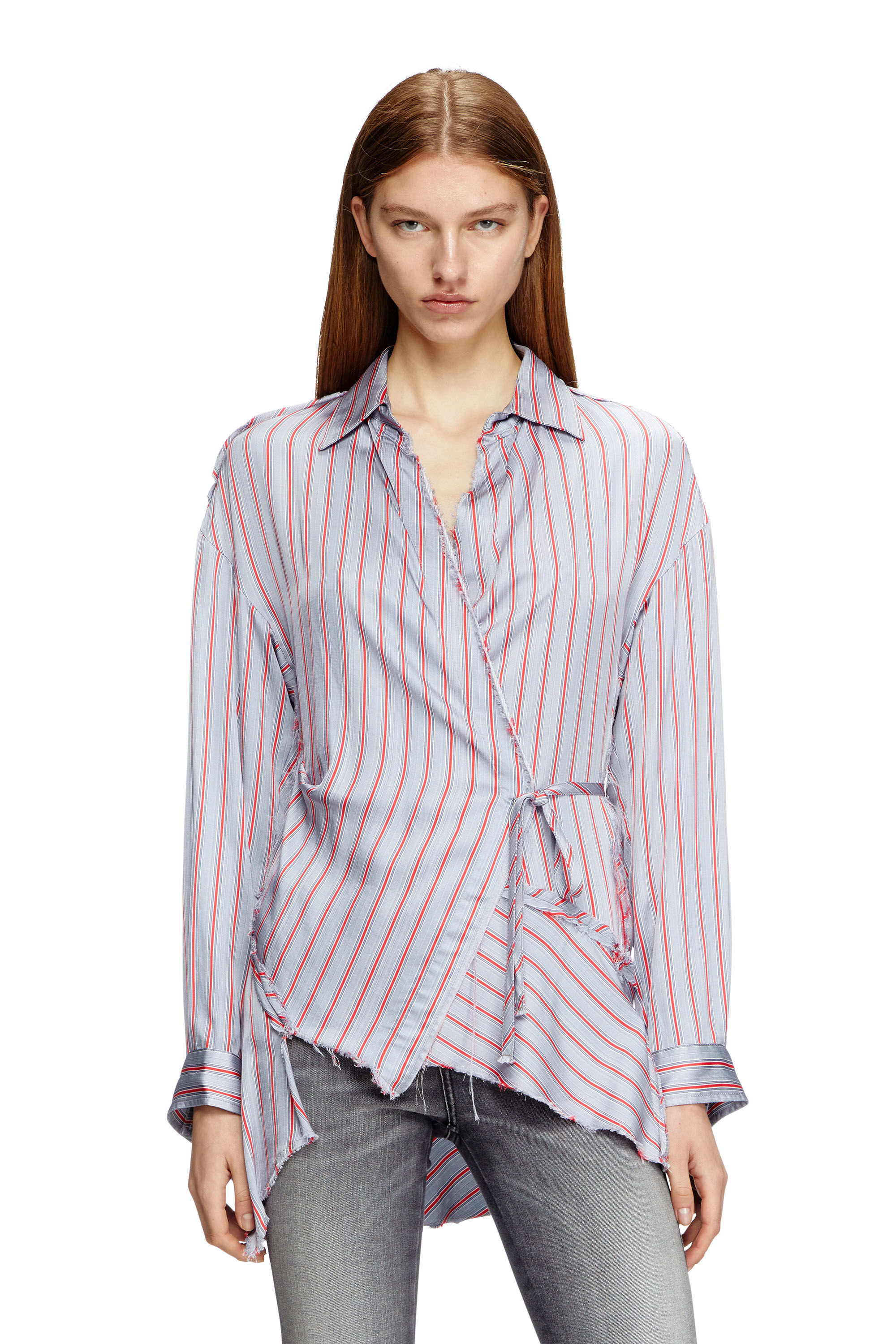 Diesel - C-RAZY, Woman's Asymmetrical wrap shirt in Violet/Pink - 3
