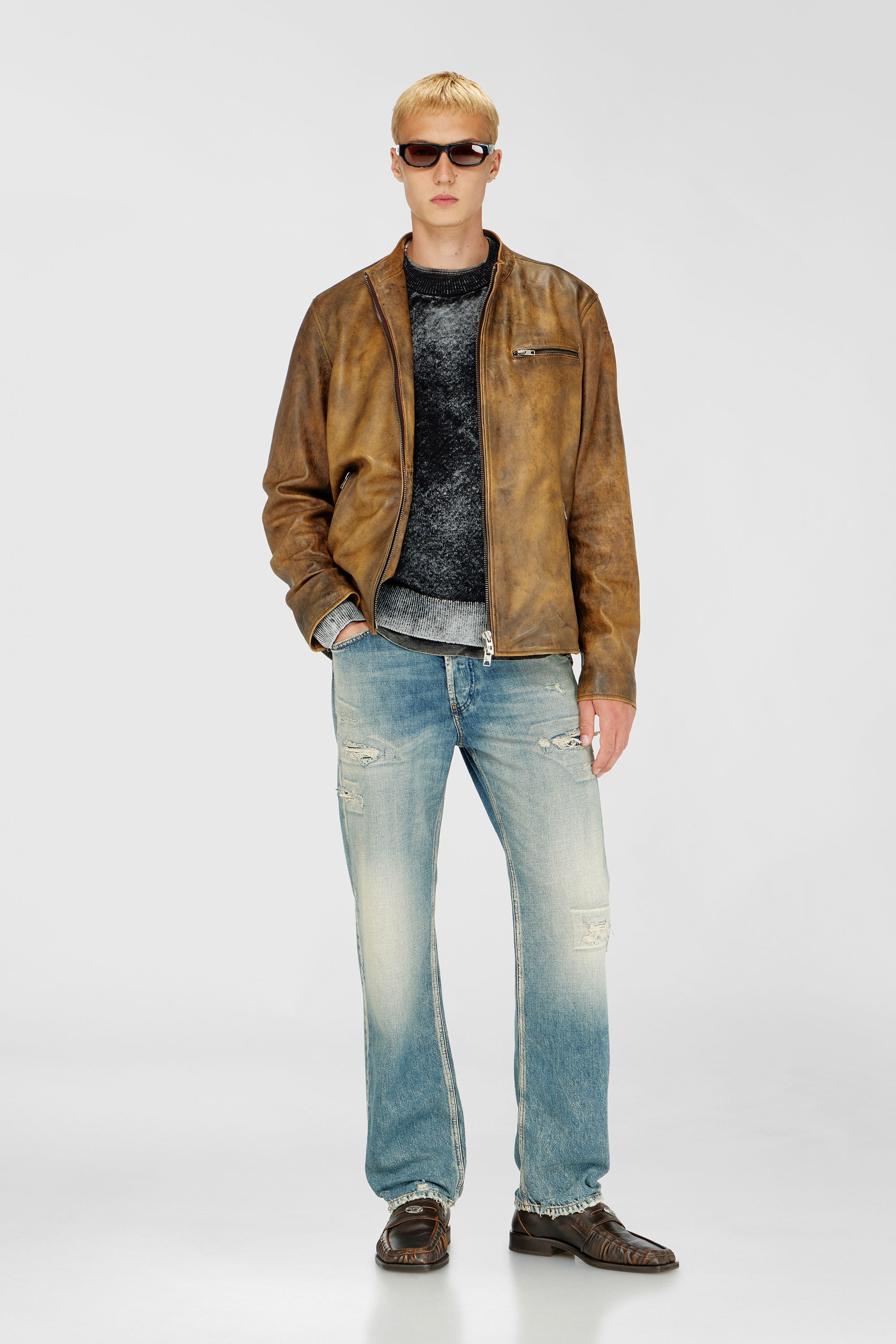 Men's Jumper with faded reverse print | Black | Diesel SI