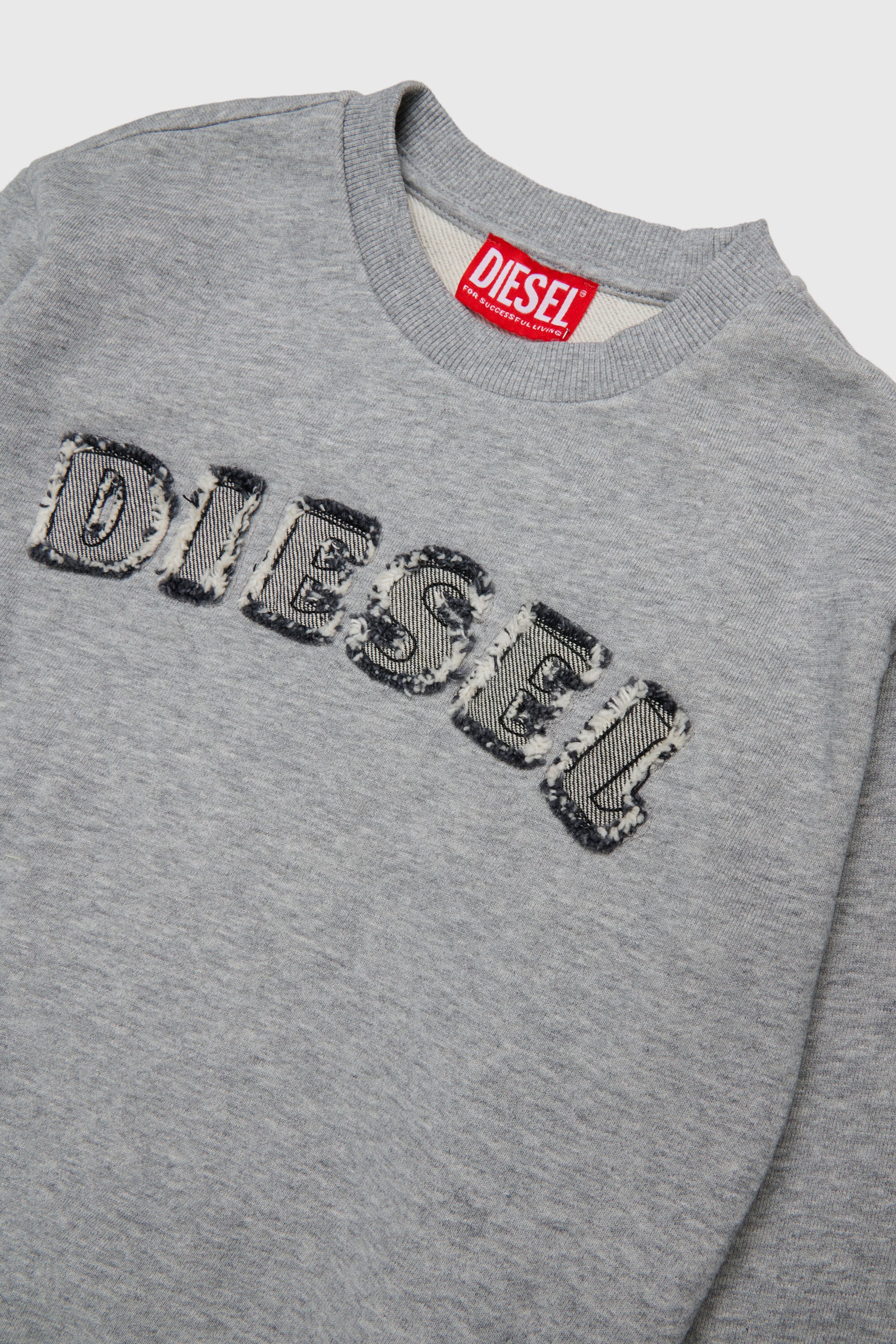 Diesel - SJEANS OVER, Man's Sweatshirt with frayed logo letters in Grey - 3