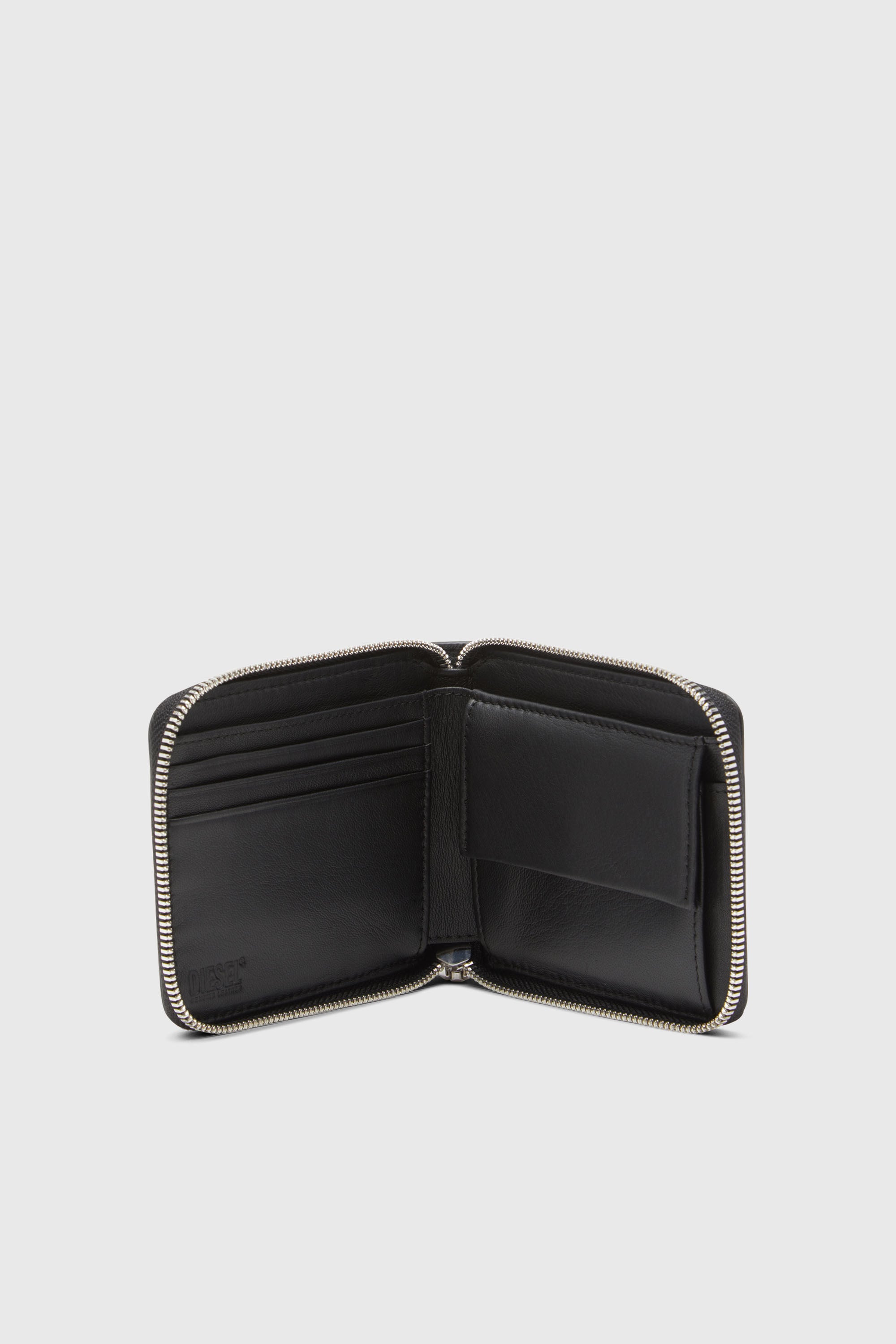 Diesel - DSL 3D- BI FOLD COIN ZIP XS, Man's Leather zip wallet with embossed logo in Black - 3