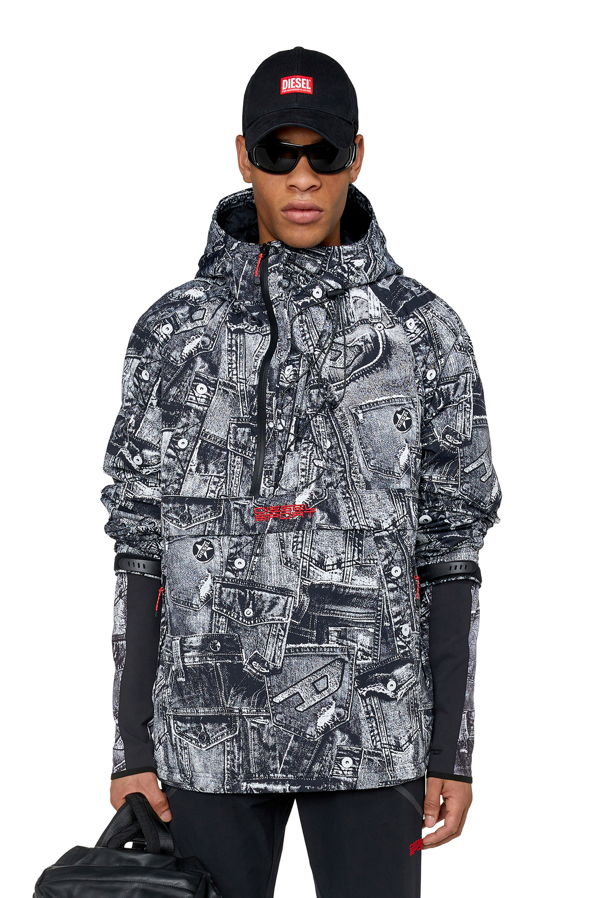 Men s Padded hooded anorak with graphic print AUWT REINHOLD WT04