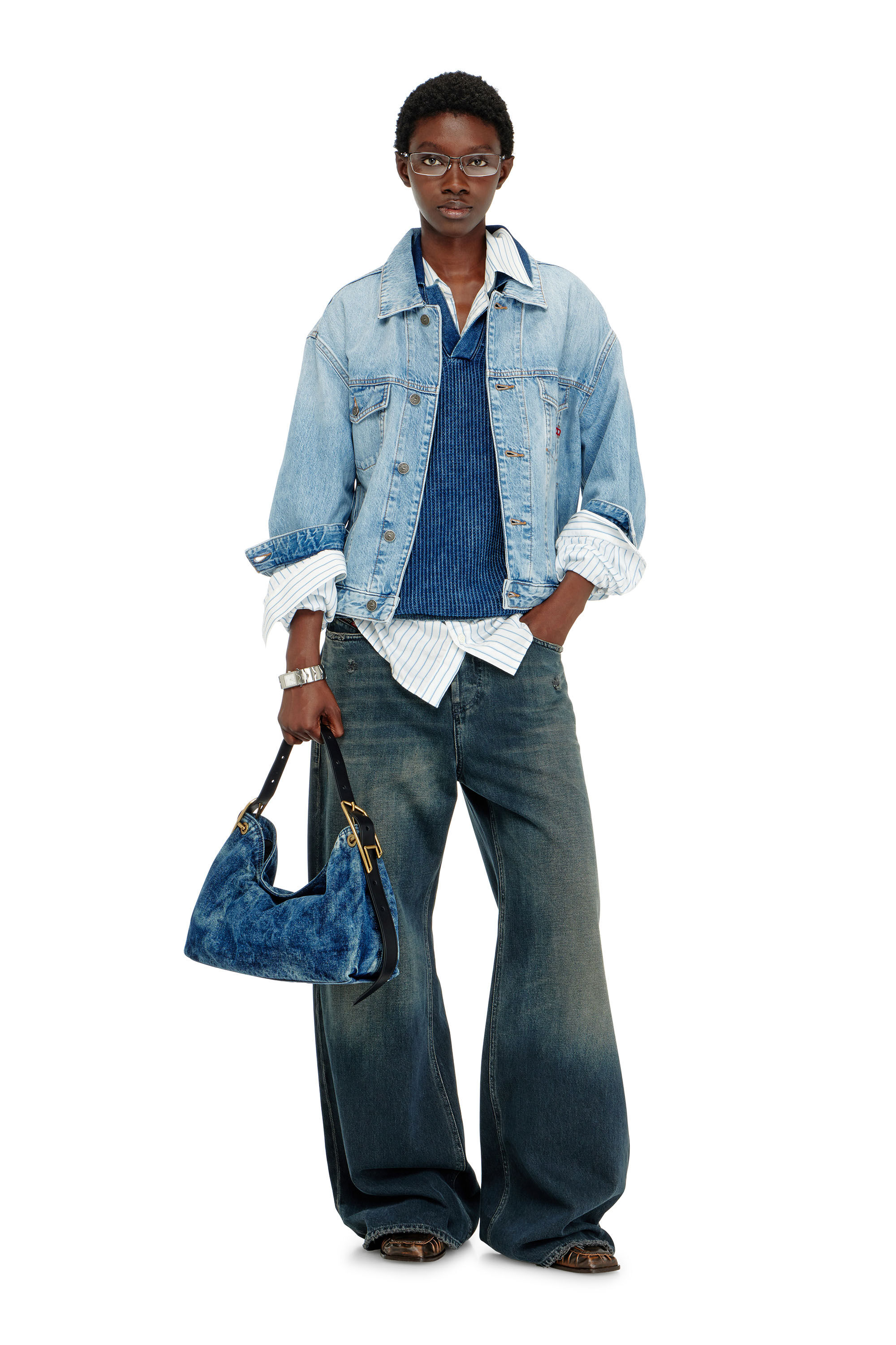 Diesel - D-RANGER, Unisex's Trucker jacket in denim in Light Blue - 7