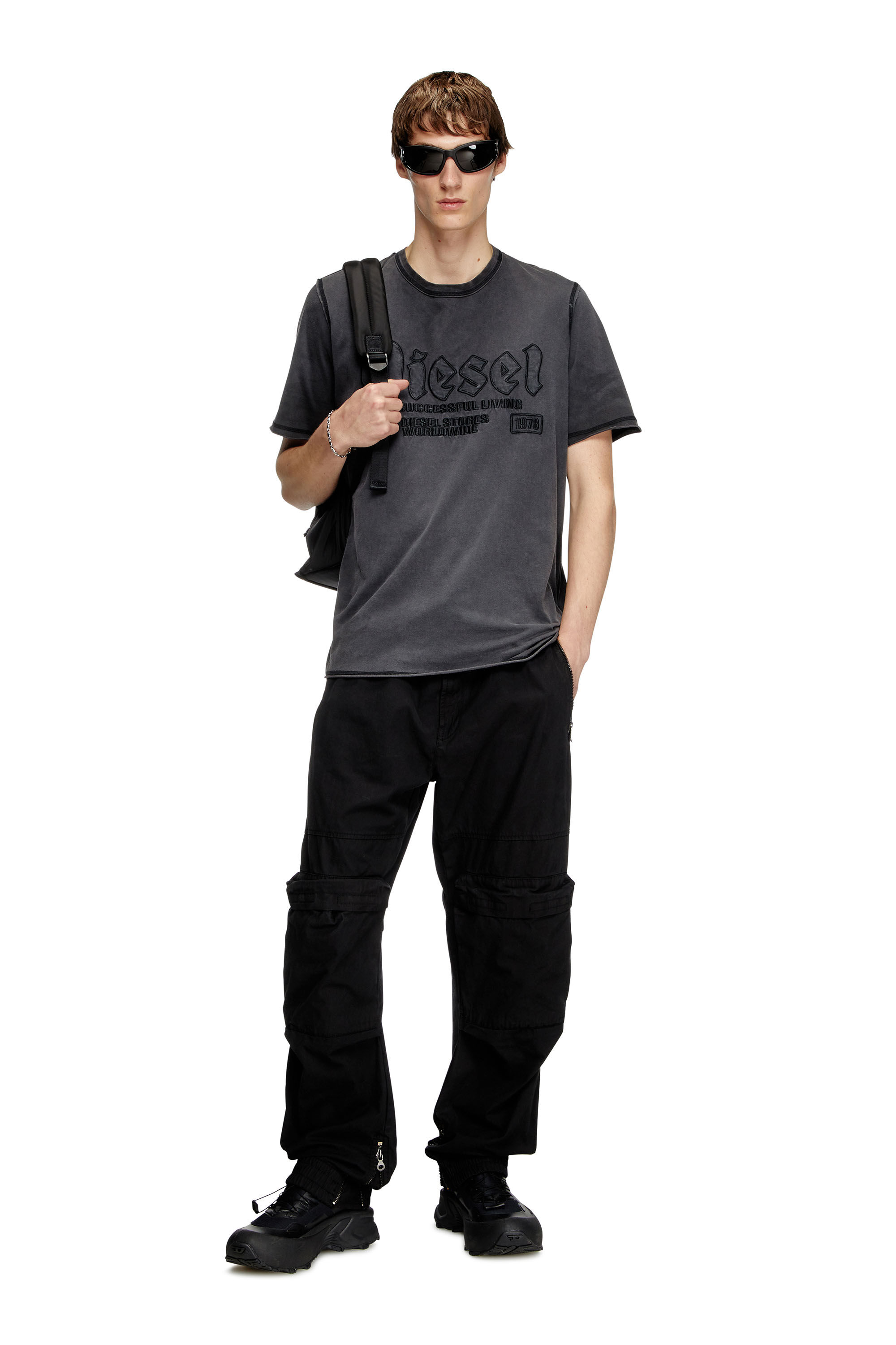 Men's Cargo pants in faded organic cotton | Black | Diesel