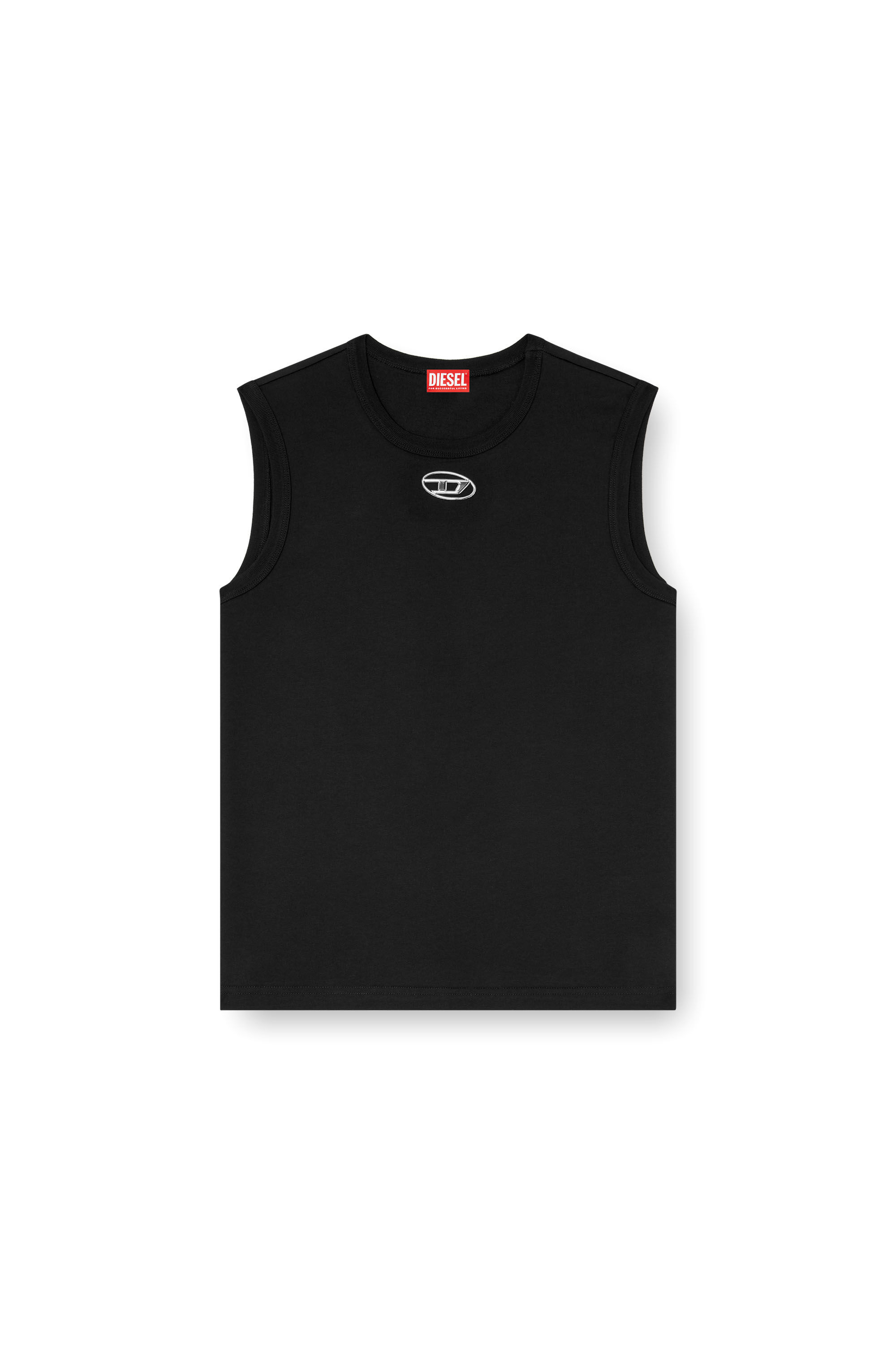 洗練されたデザイン　DIESEL T-BISCO-OD A153720CLBR Men's Tank top with metallic Oval D | Black | Diesel