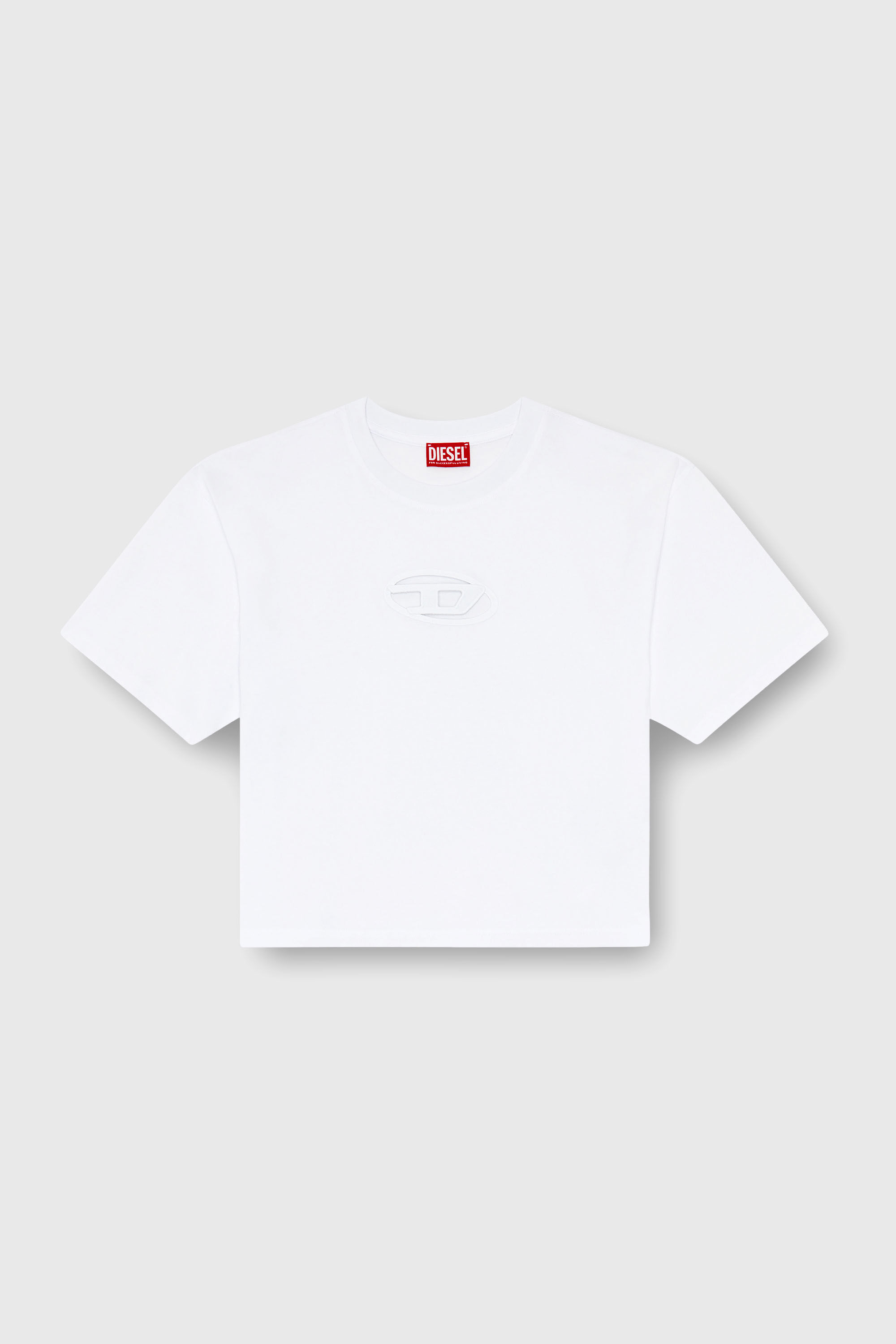 Diesel - T-BUXT-CROP-OD, Woman's Boxy T-shirt with cut-out Oval D logo in White - 2
