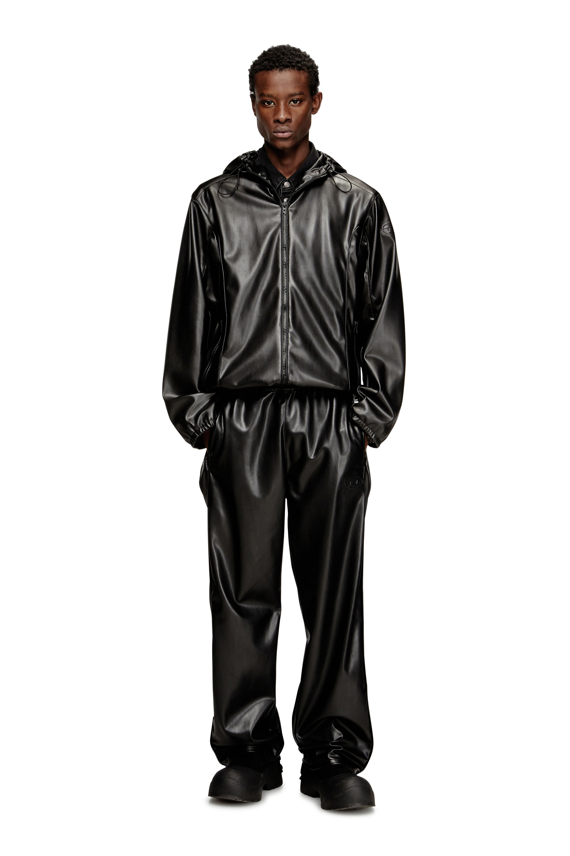 Diesel - P-ARTEN-PIPING-PGBX, Man's Track pants in coated fabric in null - 1