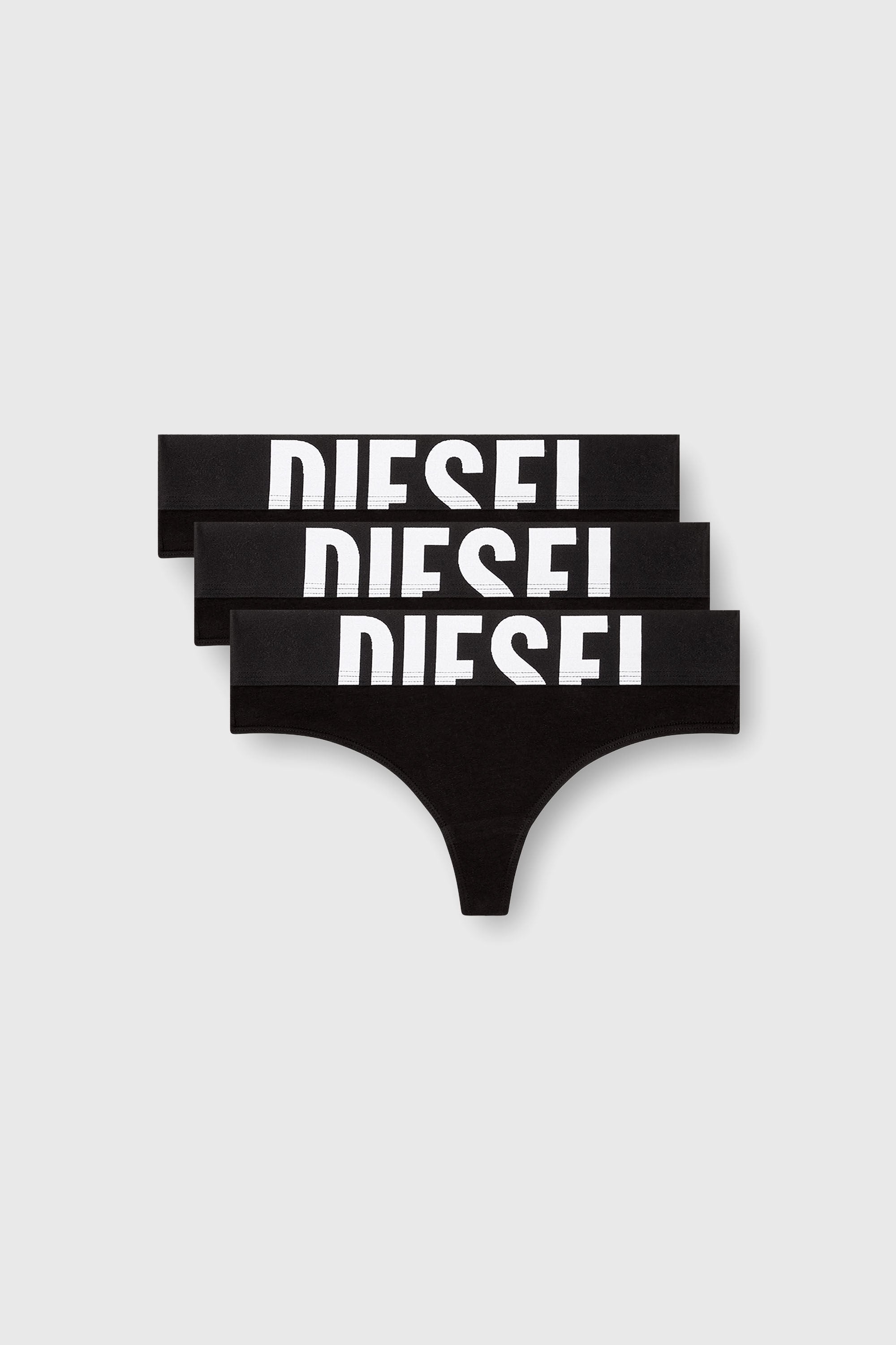 Diesel - UFST-STARS-THREEPACK, Woman's Three-pack thongs with cut-off logo in Black - 2