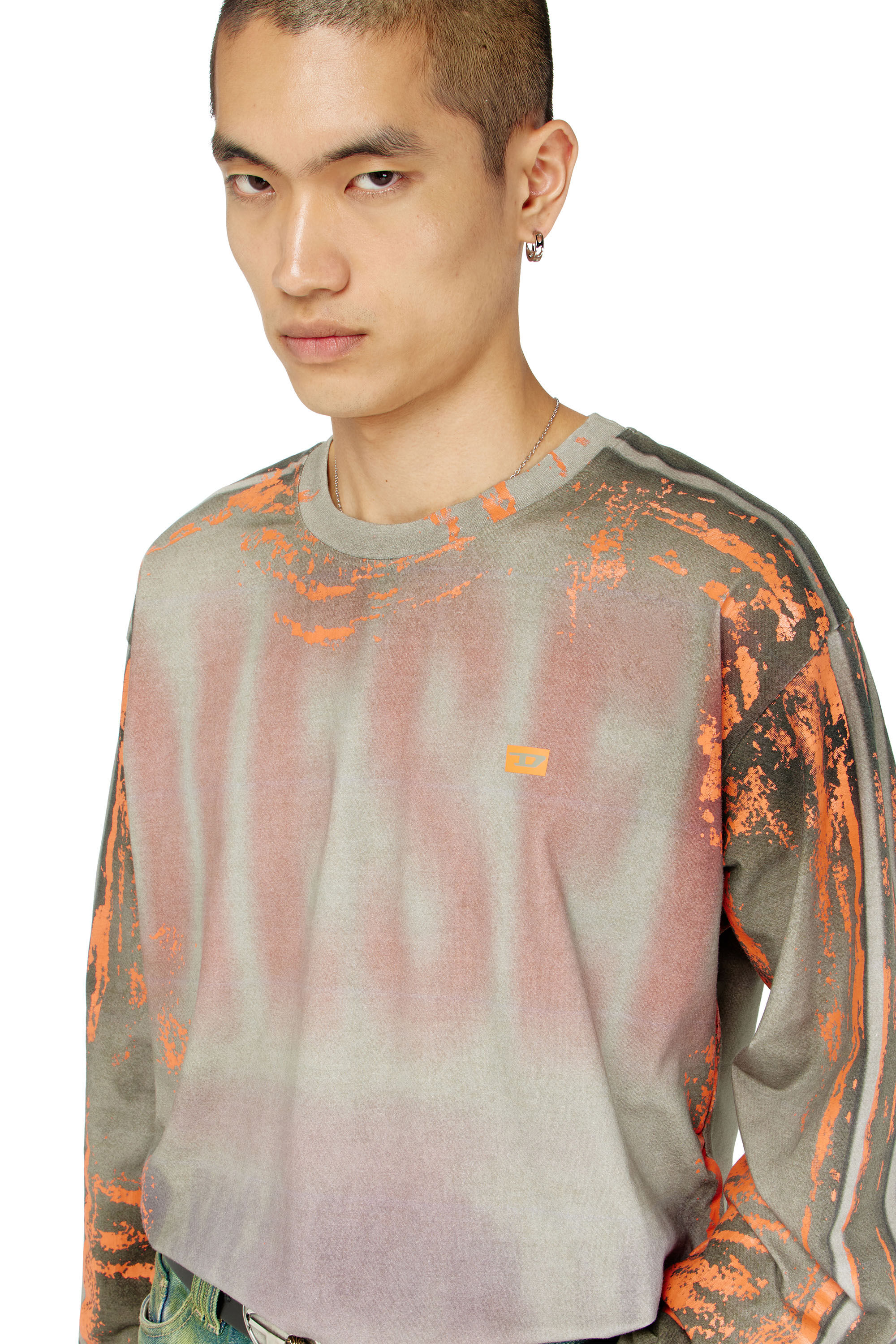 Diesel - T-FILMY, Man's Long-sleeve T-shirt in cracked jersey in null - 3