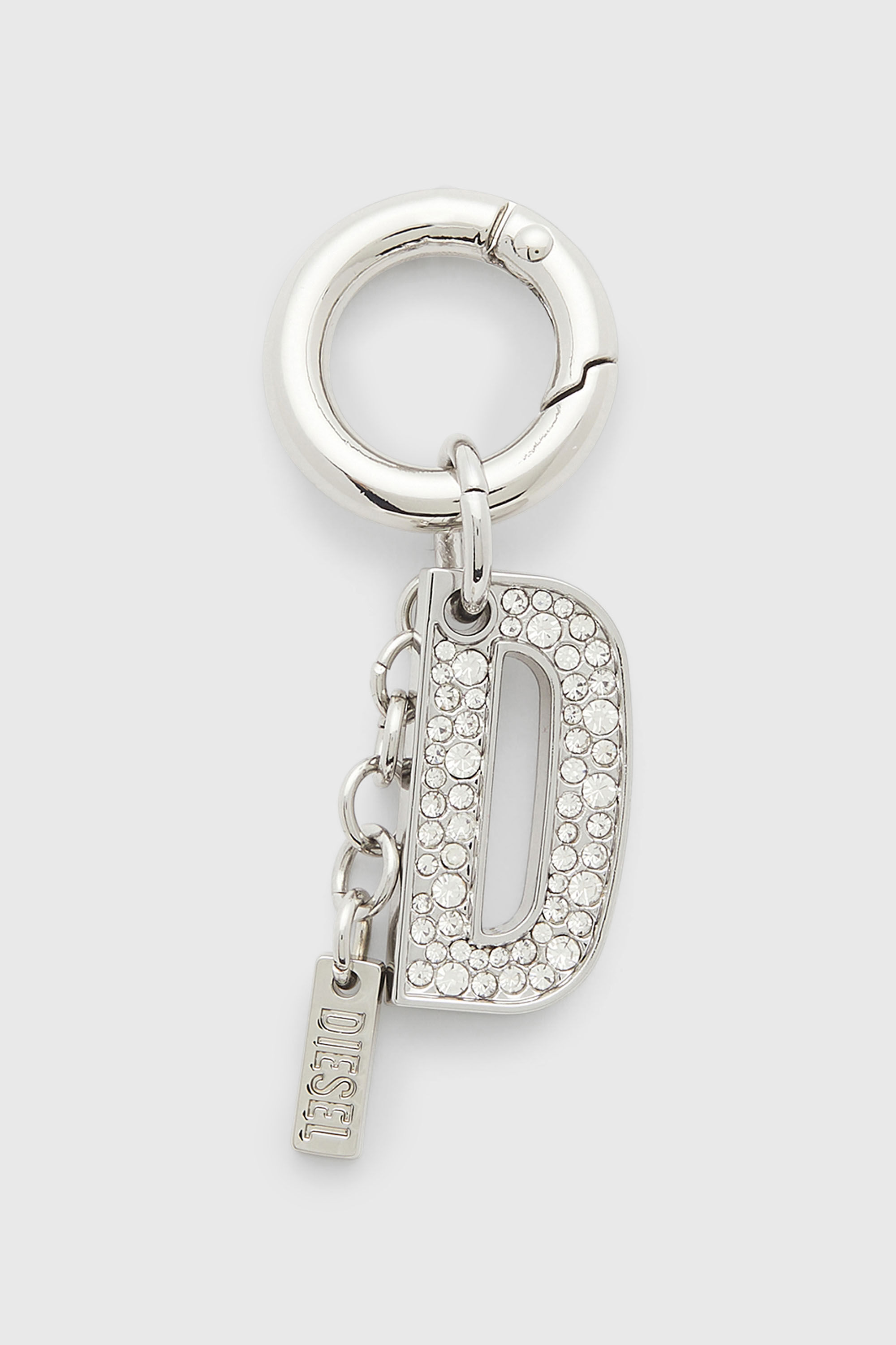 Women's Metal keyring charm with crystal D | Silver | Diesel