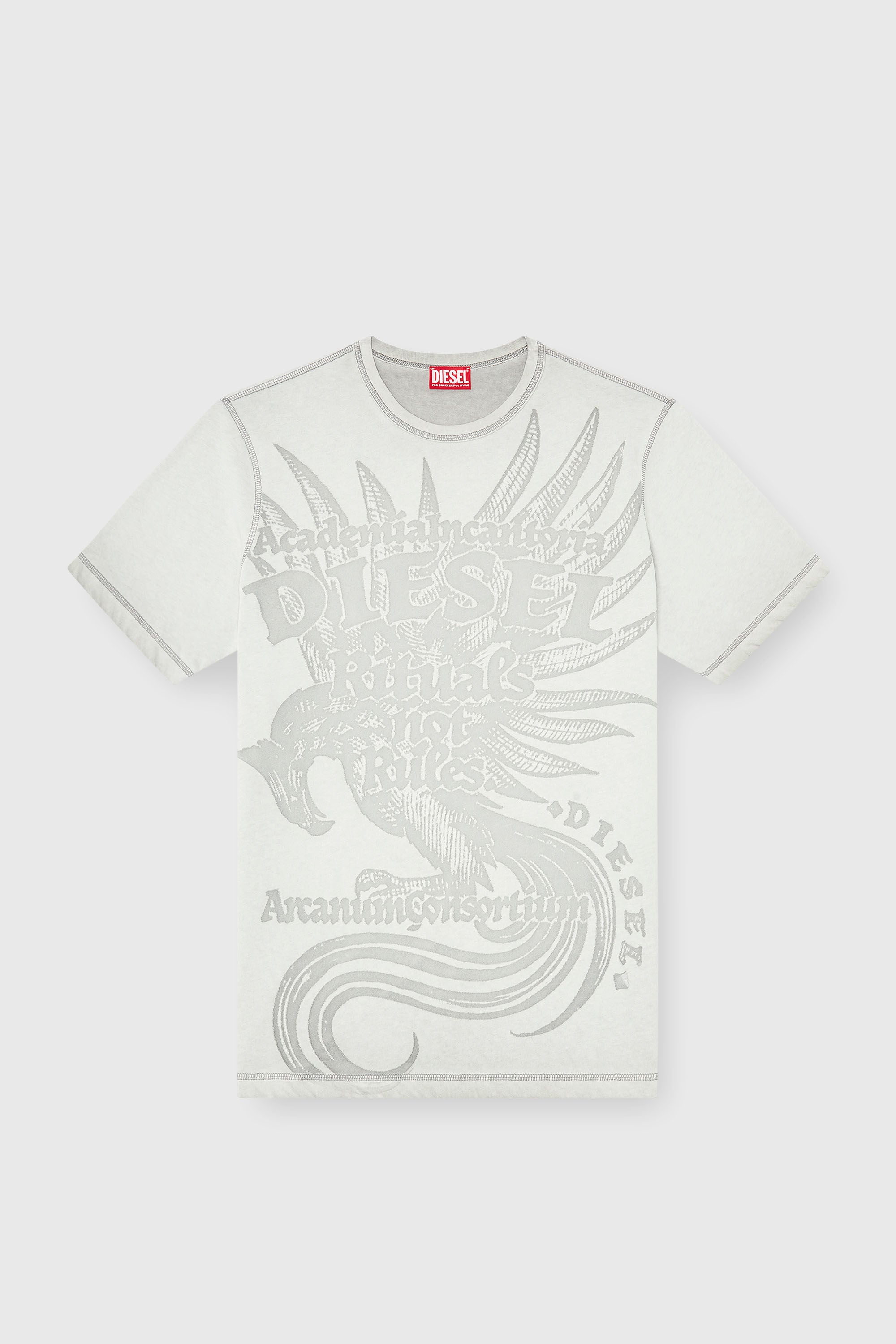 Diesel - T-RAWJUST-AA1, Man's Jersey T-shirt with embossed graphic in Light Grey - 2