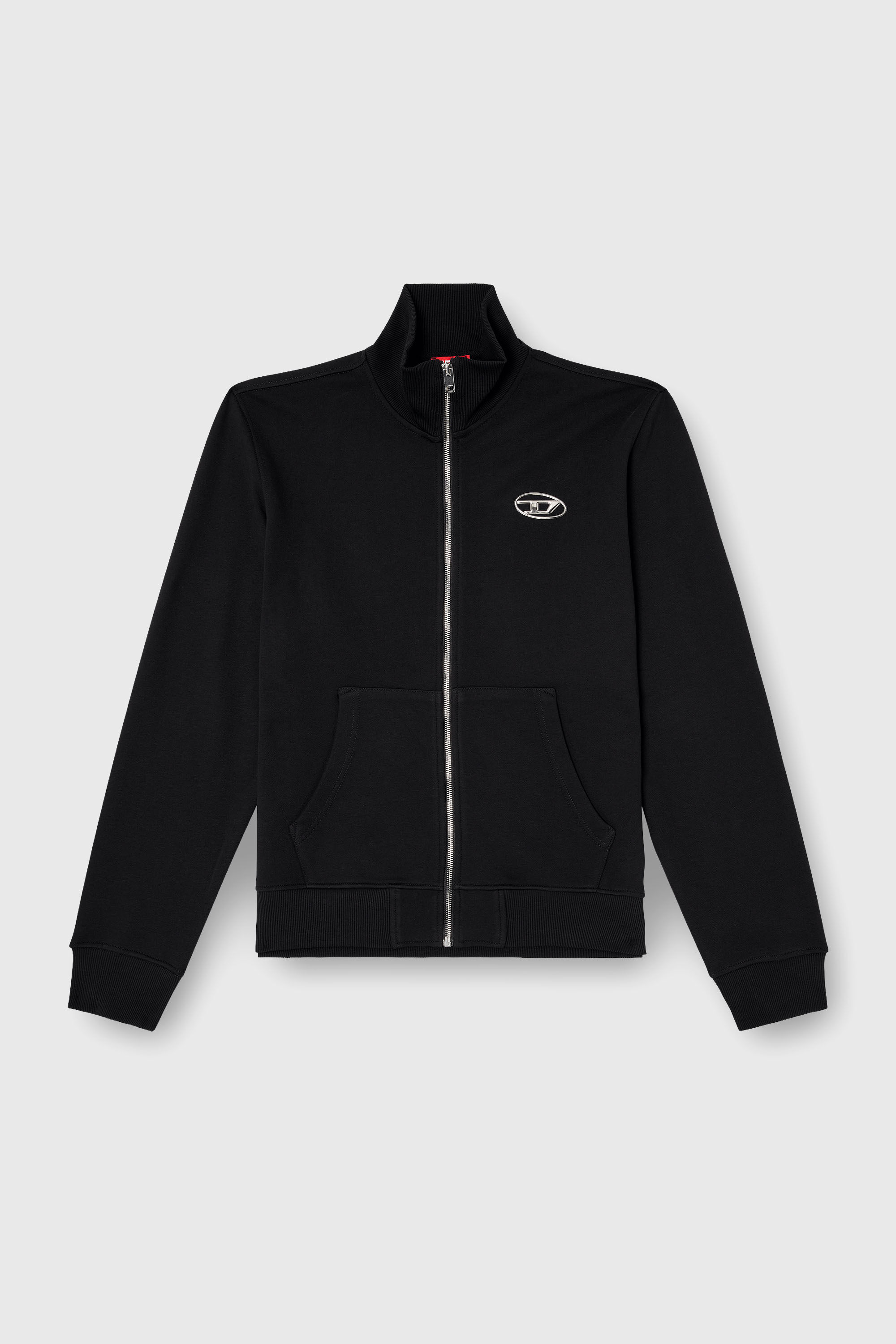 Diesel - S-GINNI-ZIP-OD, Man's Zip-up sweatshirt with metallic logo in Black - 2