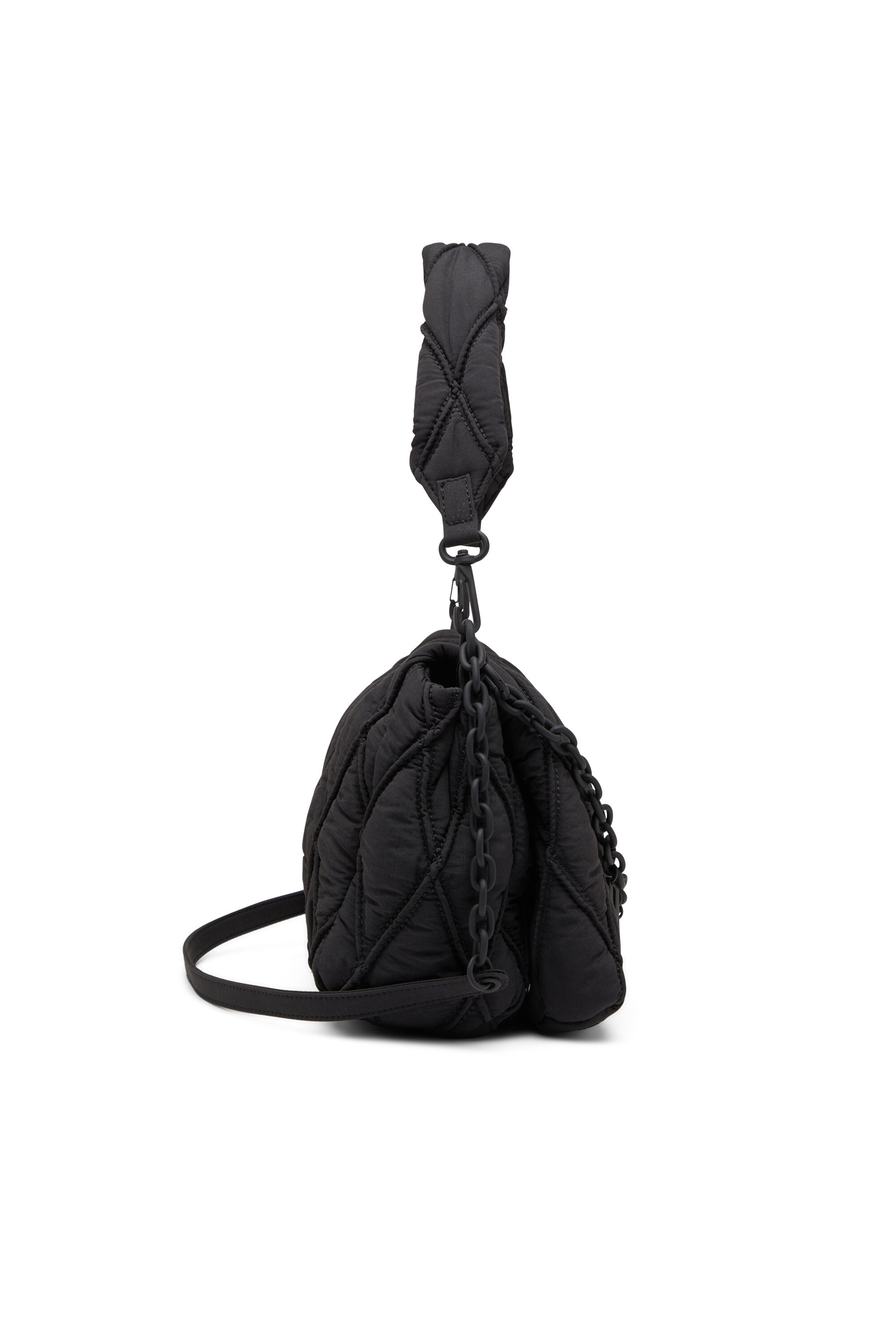 Diesel - CHARM-D SHOULDER M, Woman's Charm-D-M-Shoulder bag in quilted nylon in Black - 4