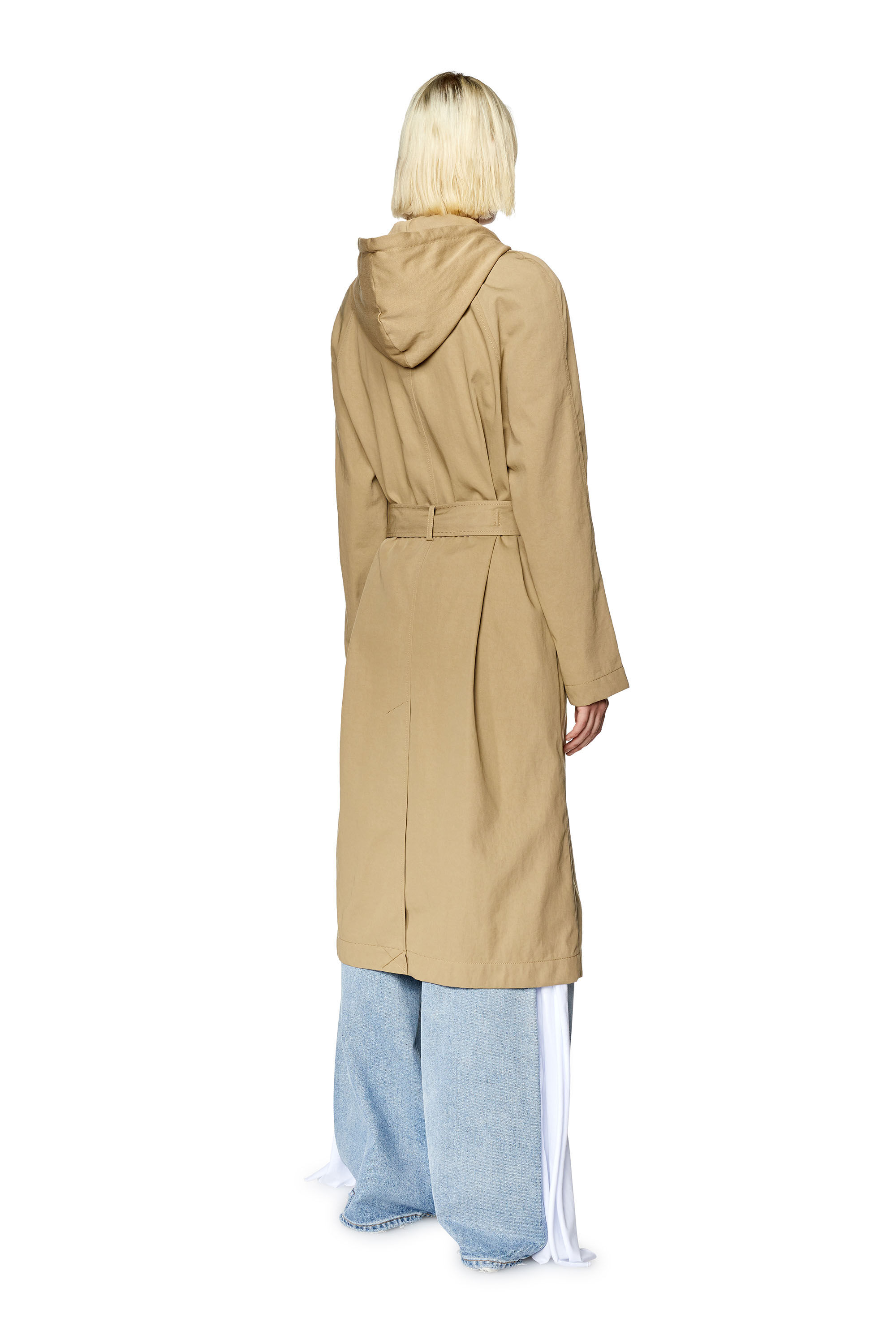 Women's Hybrid trench coat in technical fabric