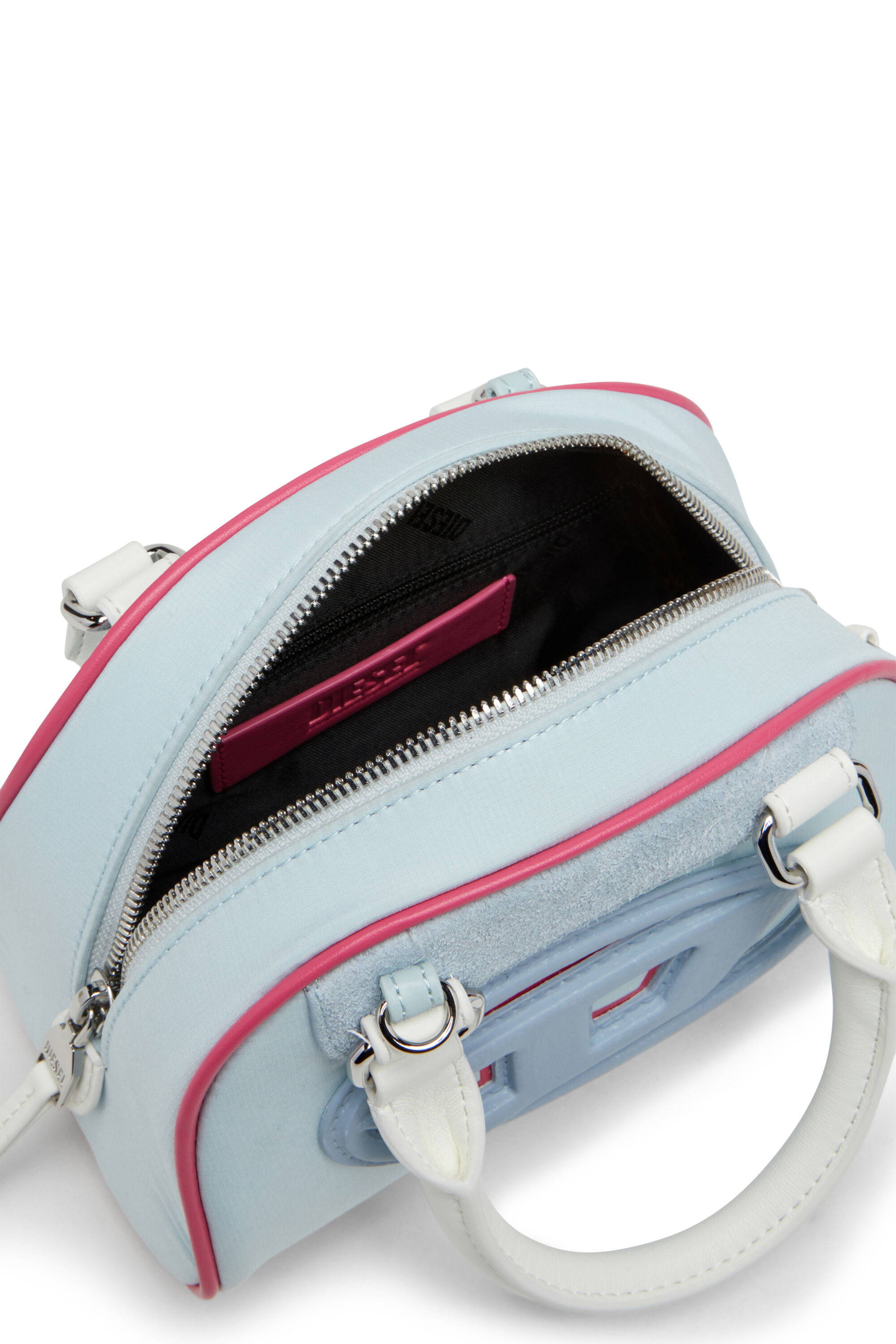 Diesel - 1DR DOME CROSSBODY, Woman's Colour-block mini bowling bag in Light Blue - 5