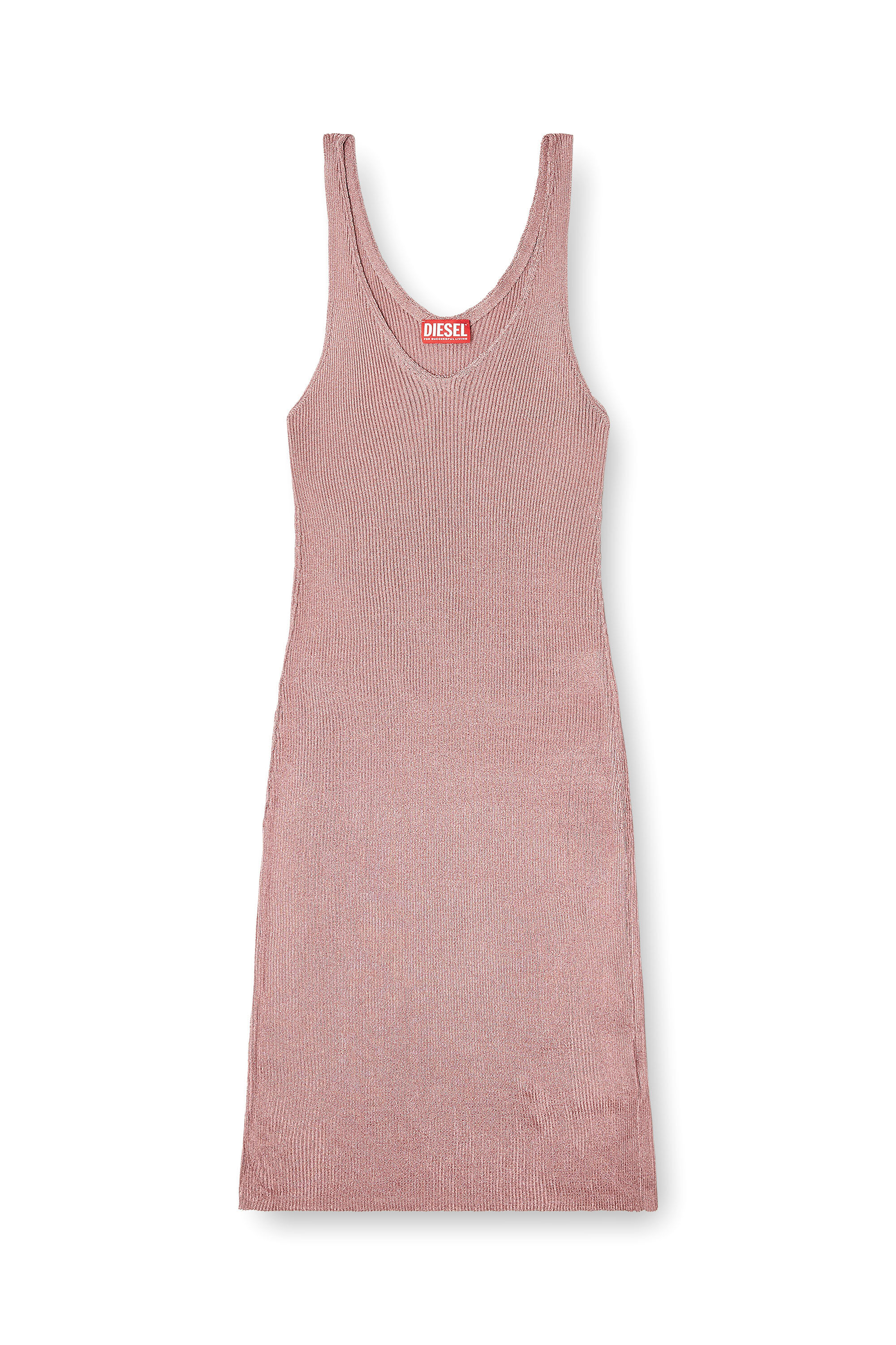 Diesel - M-DELOCA, Woman's Midi dress in metallic ribbed knit in Pink - 2