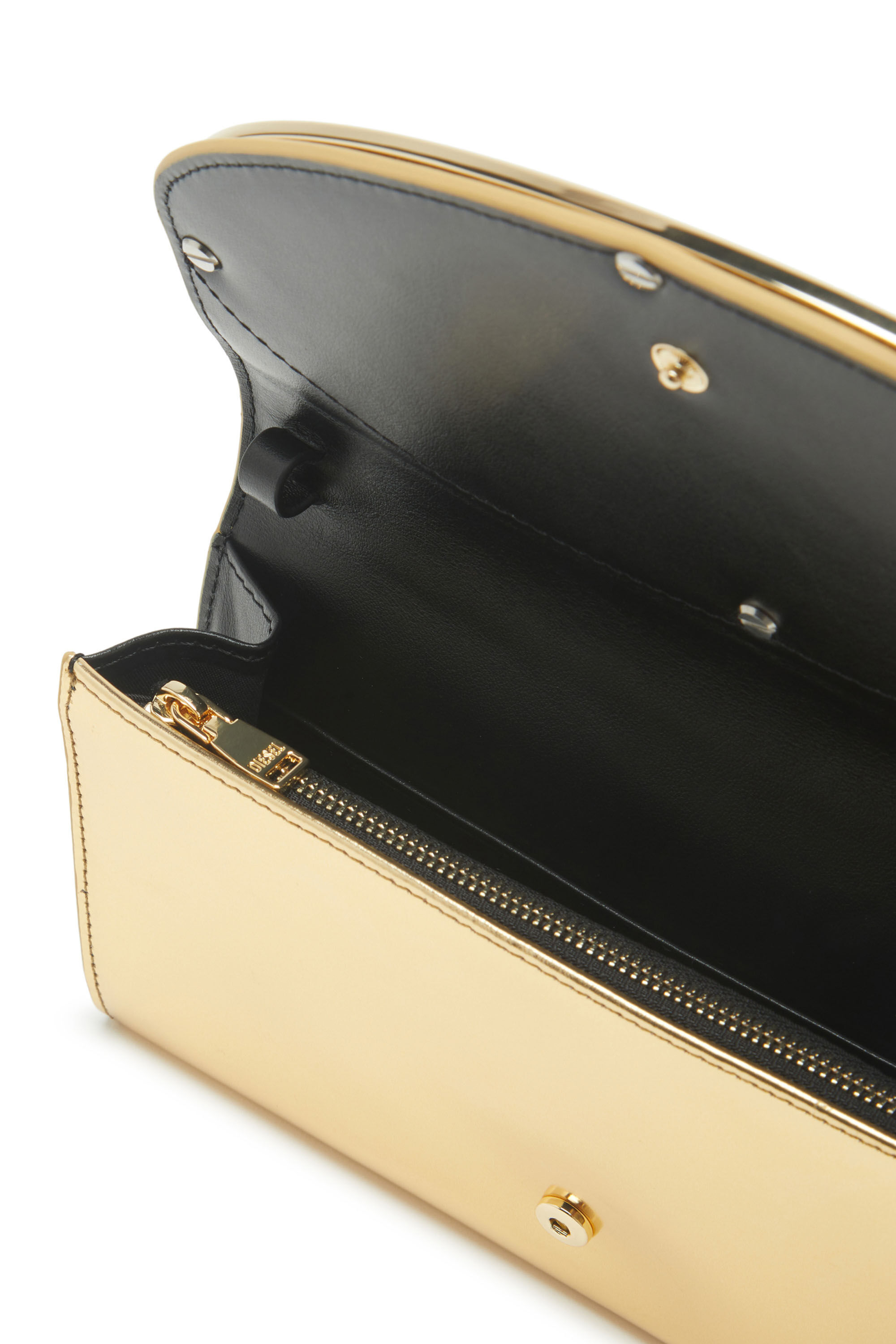 Diesel - LONG WALLET ZIP XXL, Woman Wallet purse in metallic leather in Oro - Image 3