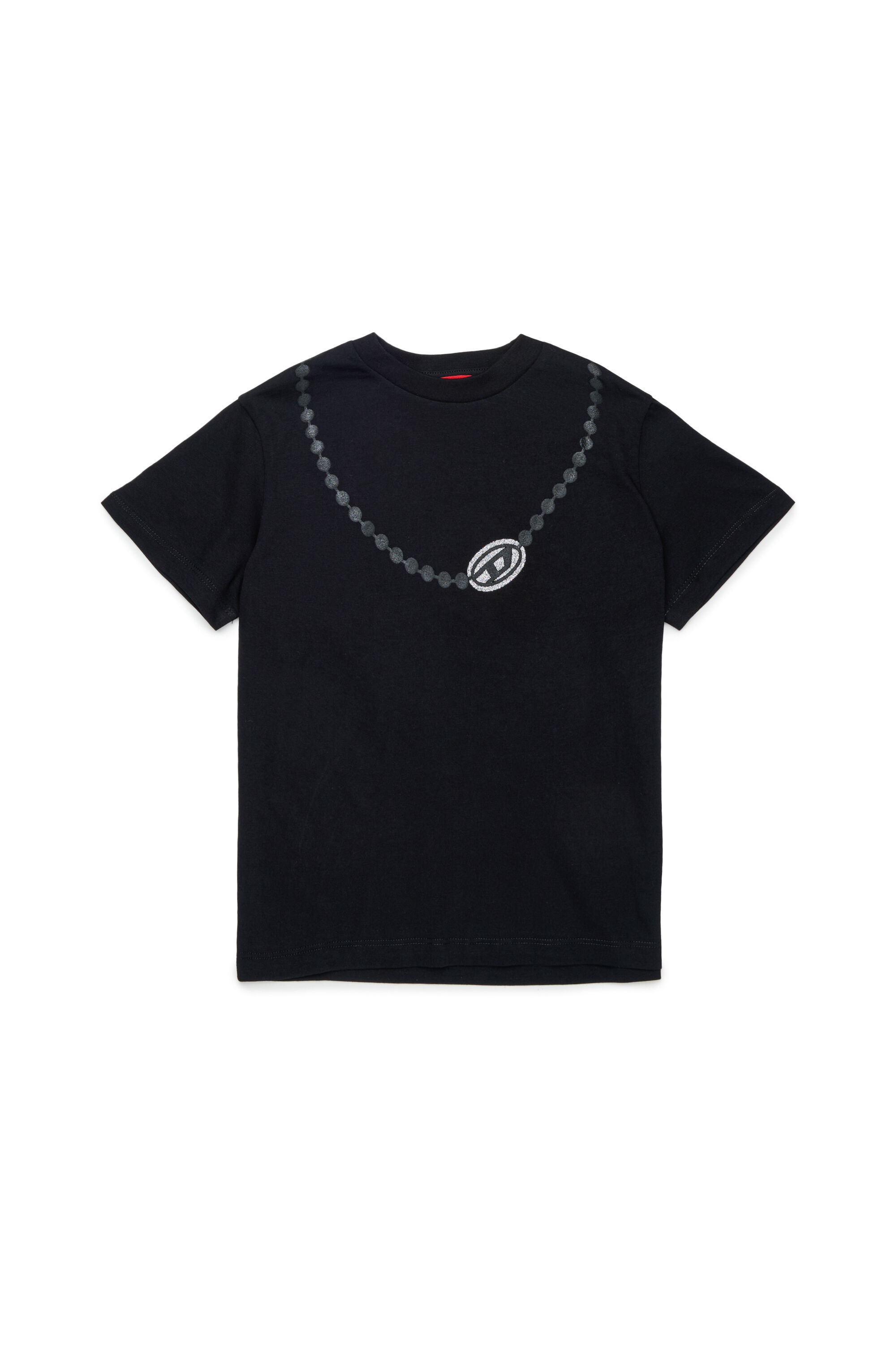 Diesel - TICLA, Woman's Cotton T-shirt with necklace print in Black - 1