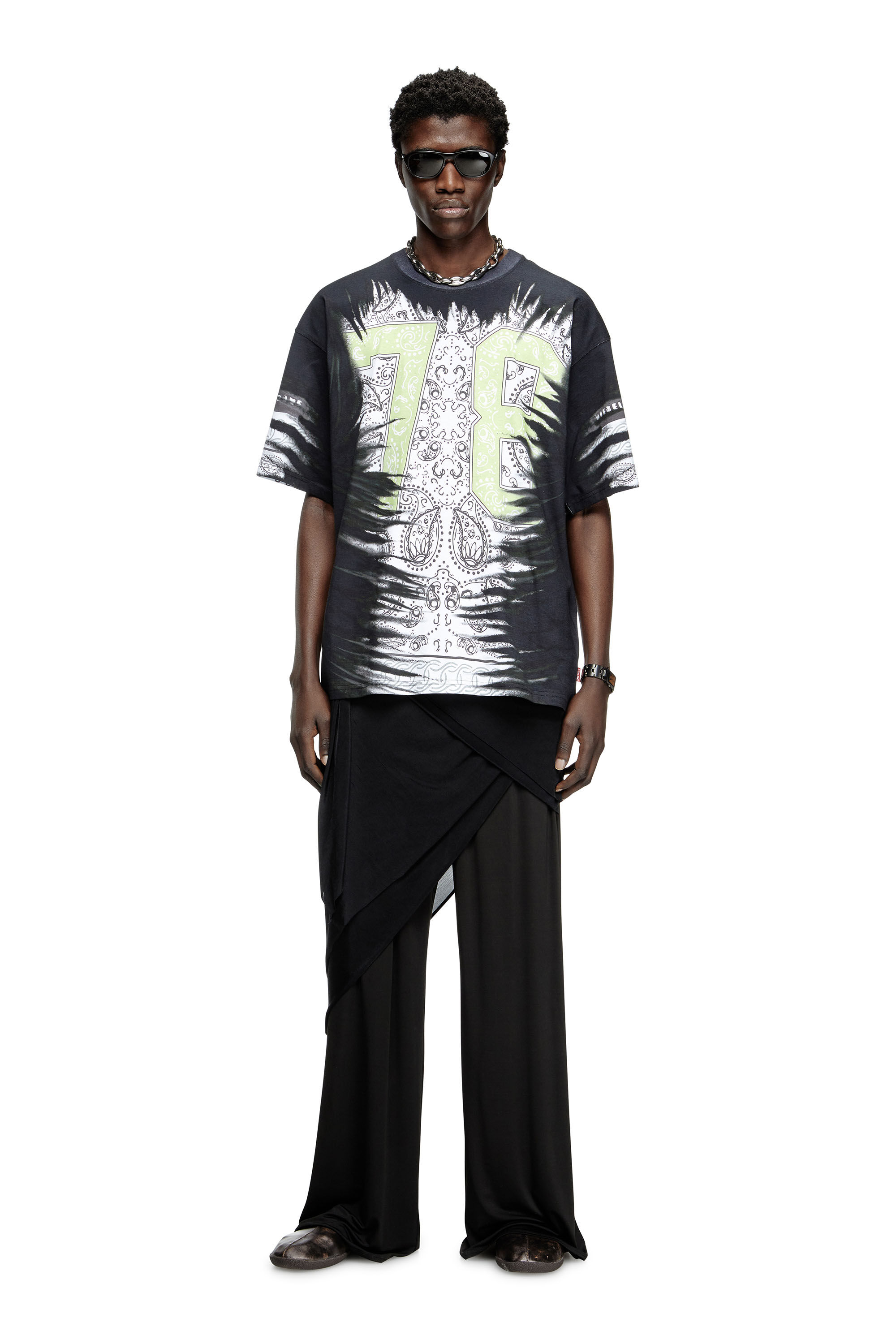 Men's T-shirt with 78 bandana print | Black | Diesel