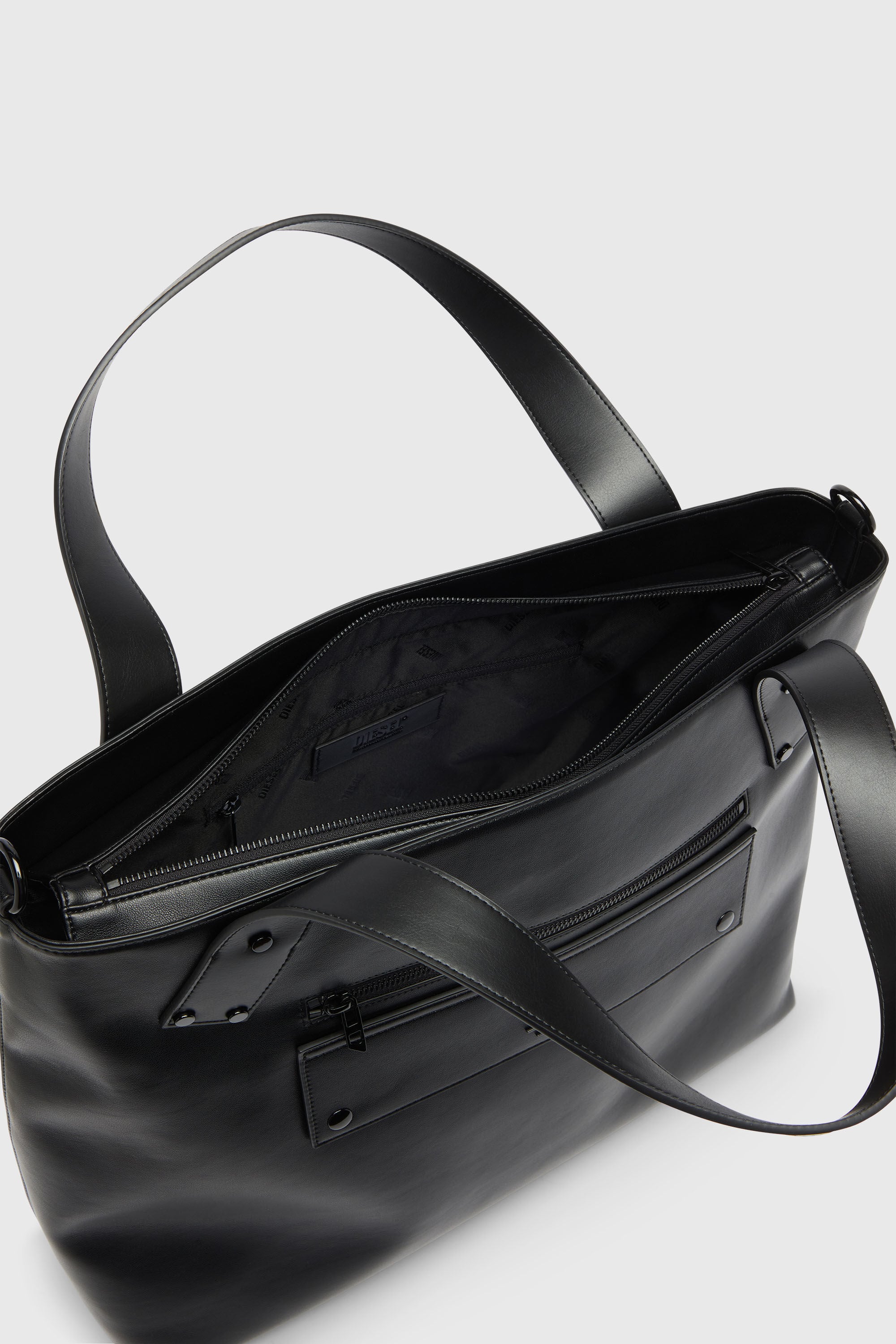 Diesel - RIVET-D TOTE E\W, Man's Rivet-D - Shopping Bag with zip and flap pocket in Black - 3
