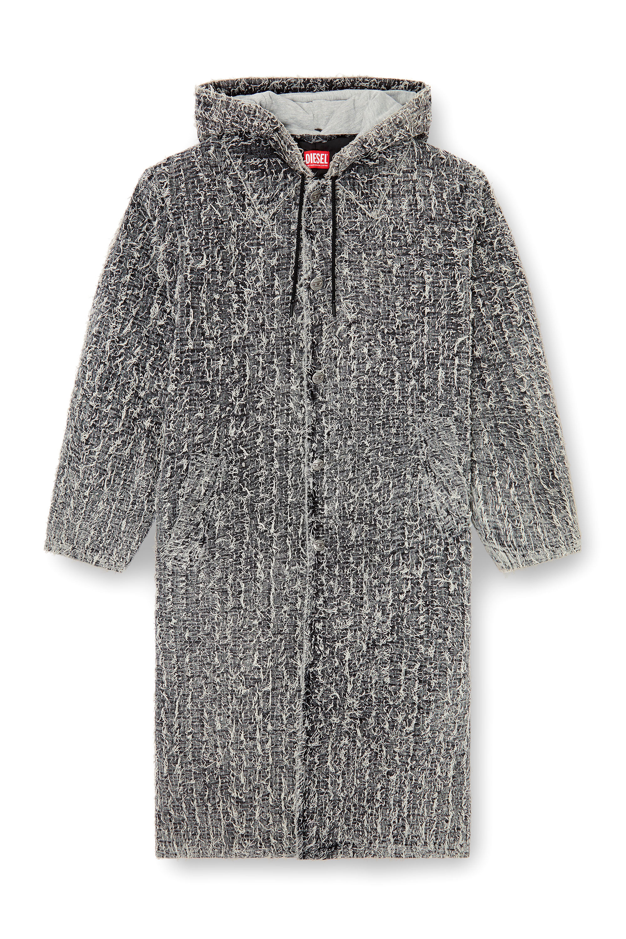 Diesel - D-JACK-S, Unisex's Hooded coat in bouclé denim in Black - 2