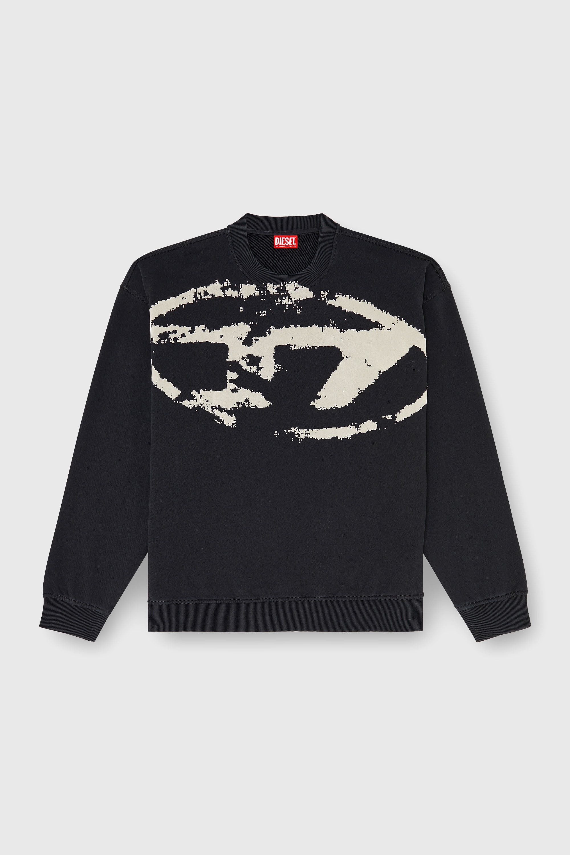 Diesel - S-BOXT-N5, Man's Cotton sweatshirt with flocked Oval D in Black - 2
