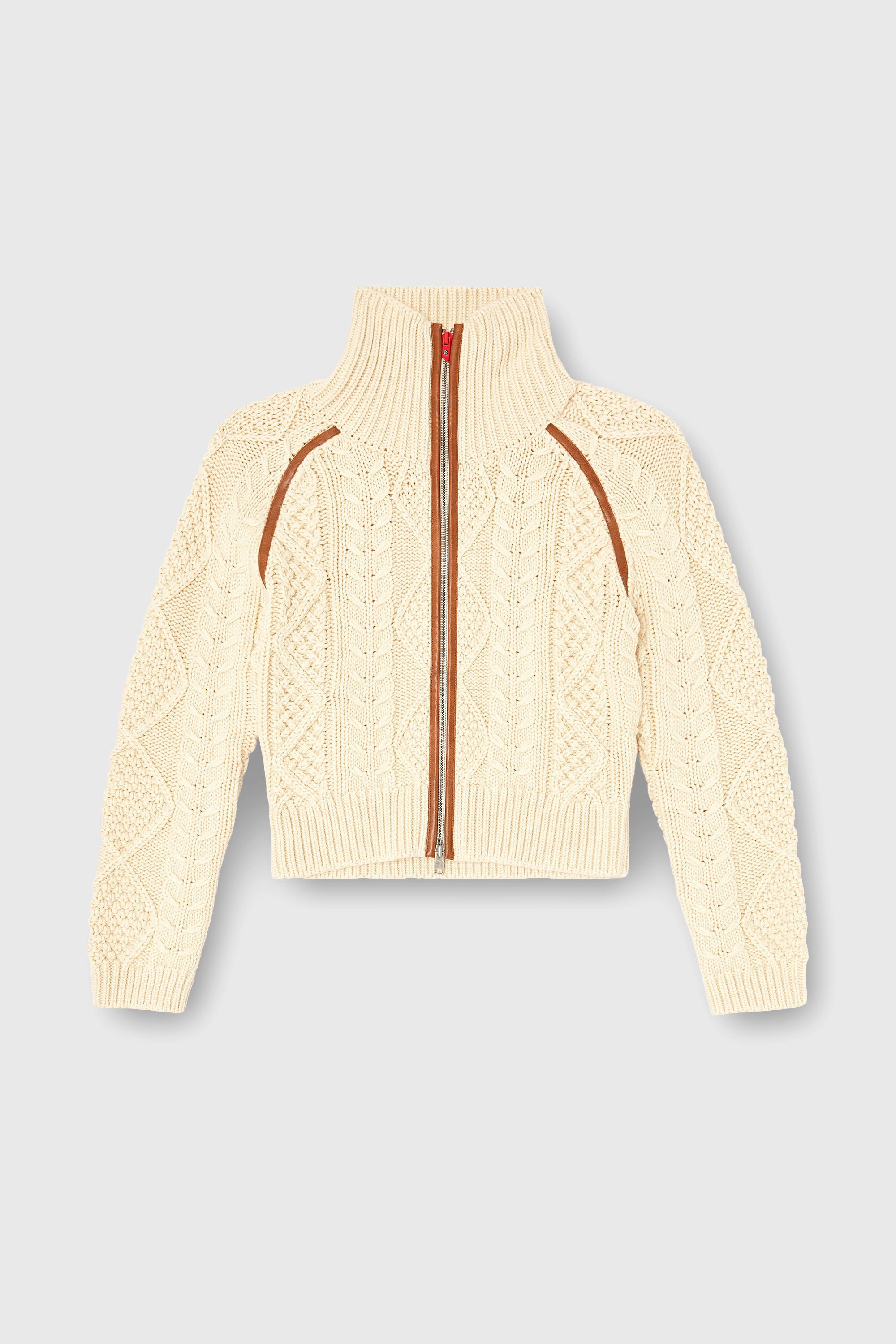 Diesel - M-INTELLE, Woman's Cable-knit cardigan with contrast bands in Beige - 2