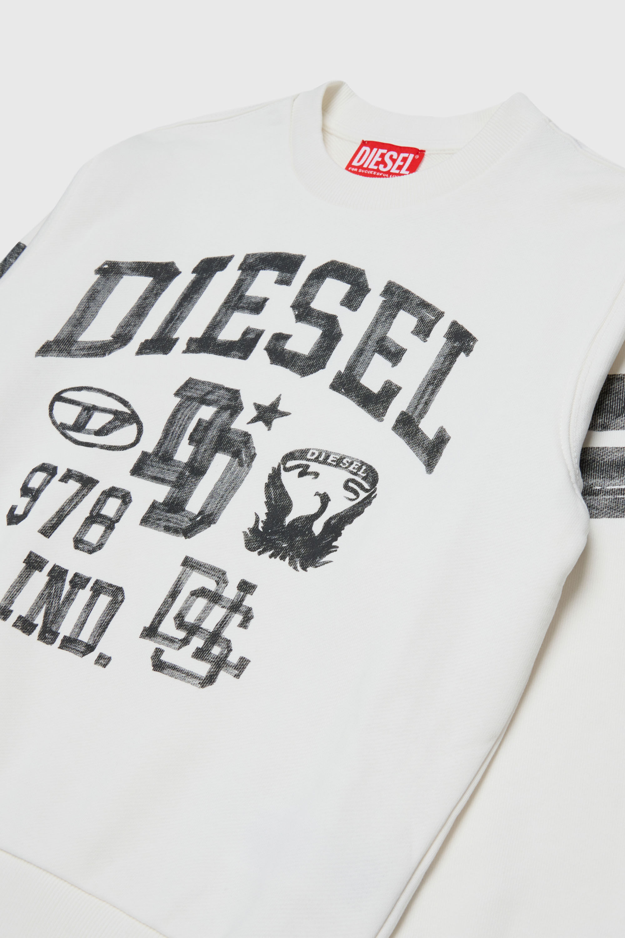 Diesel - SBAND OVER, Man's Sweatshirt with collegiate-style logo prints in White - 3