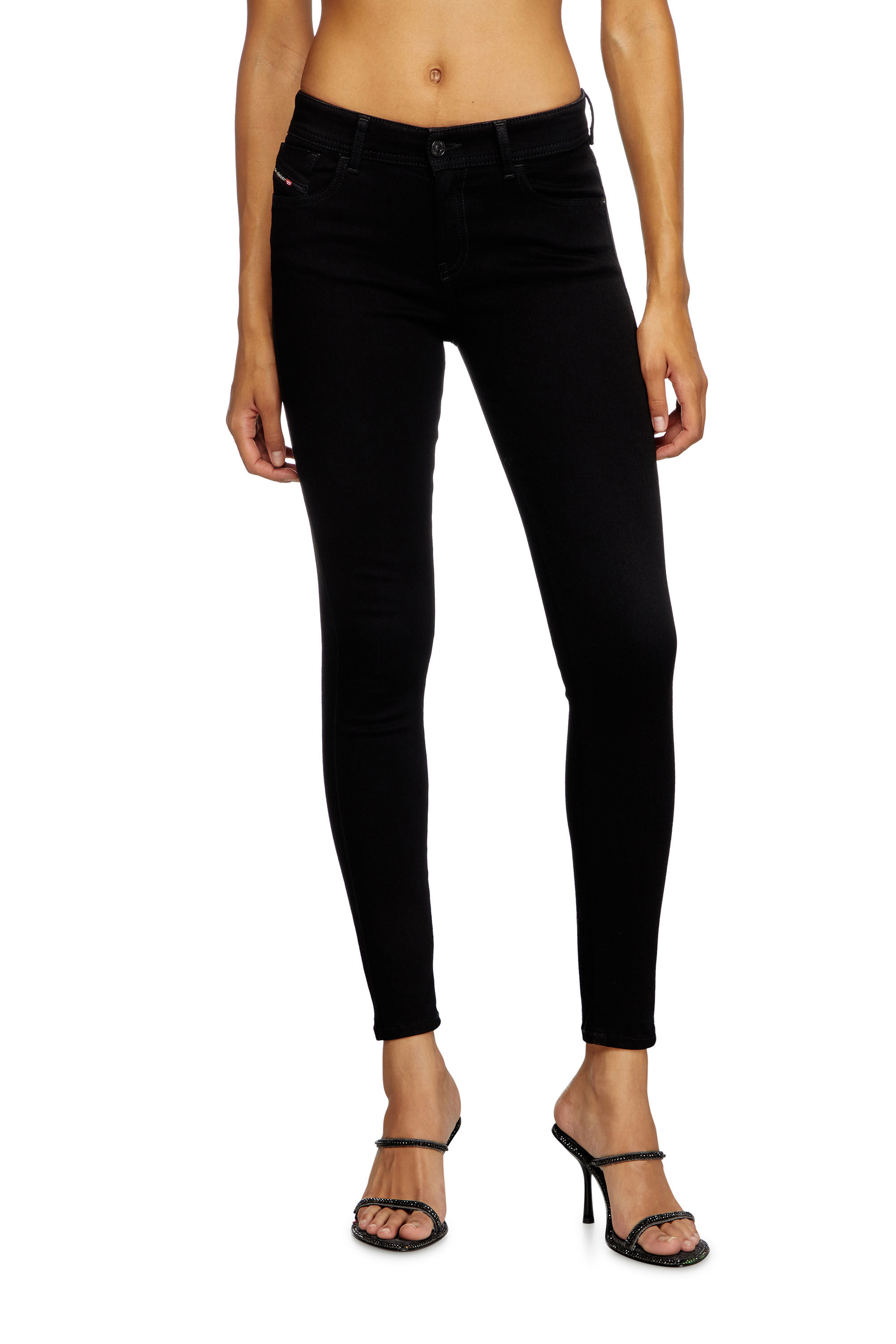 洗練されたデザイン　DIESEL 2017 Slandy A04108 29 2017 SLANDY Woman: Super skinny Jeans regular waist | Black/Dark