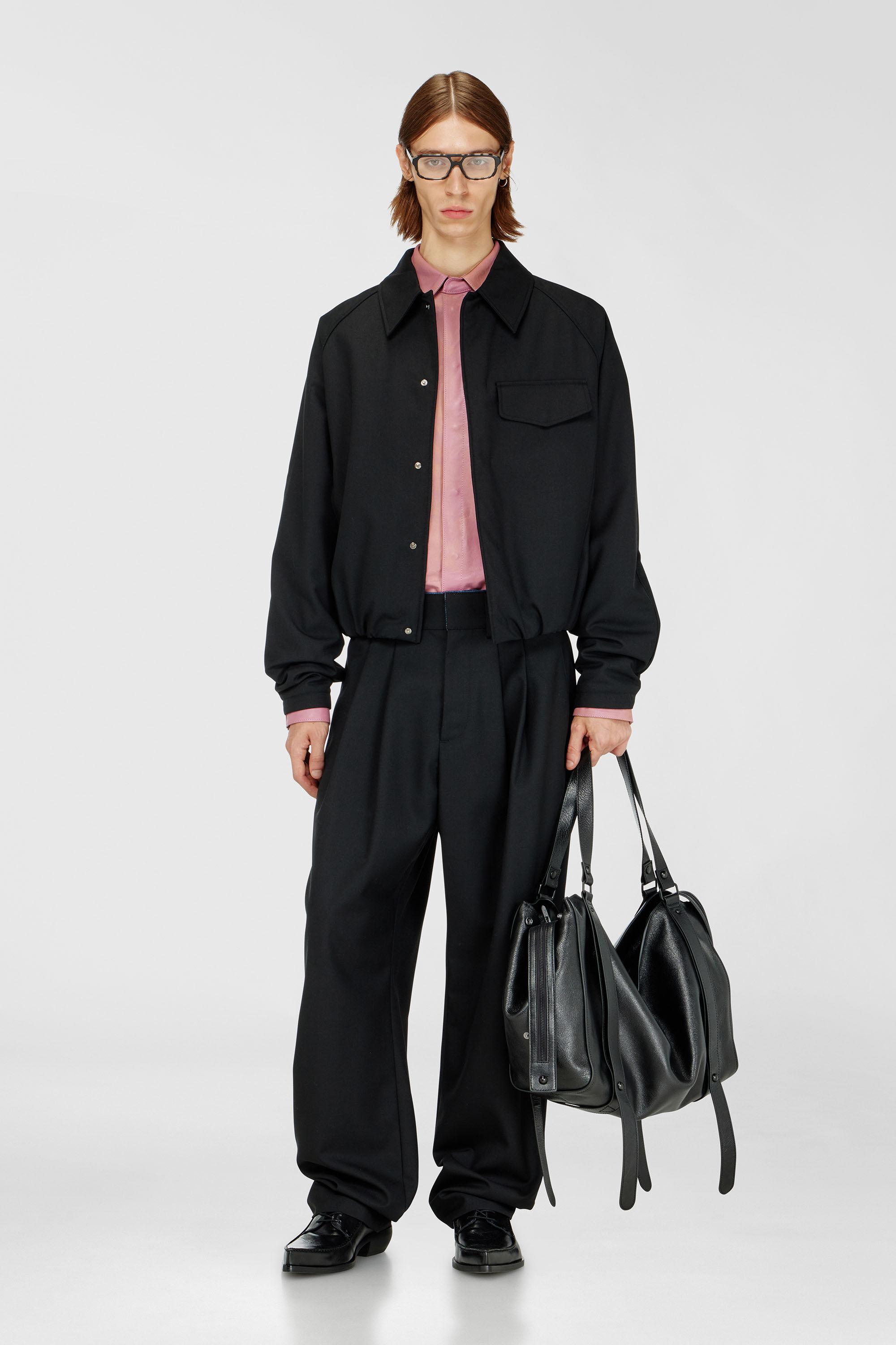 Men's Gathered bomber jacket in wool blend | Black | Diesel SI