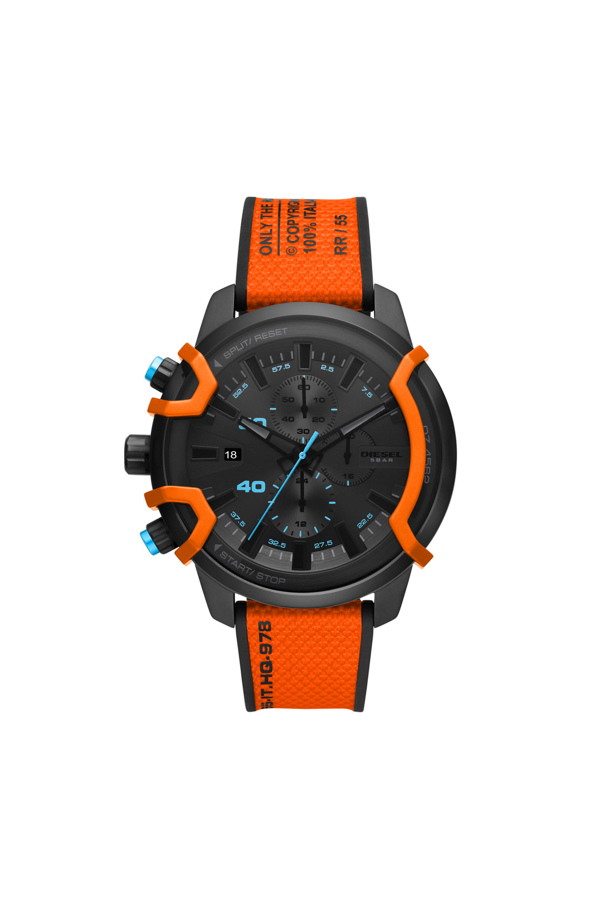DZ4562 Man: Griffed chronograph orange canvas watch | Diesel