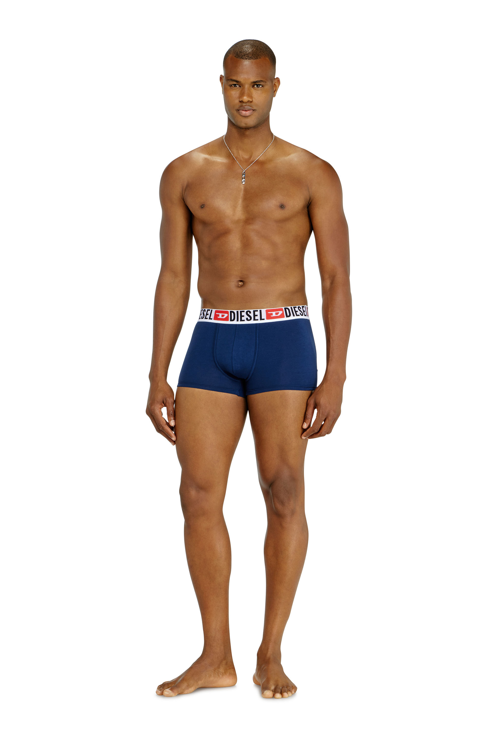 Diesel - UMBX-DAMIENTHREEPACK, Man's Three-pack of all-over logo waist boxers in Blue/Black - 1