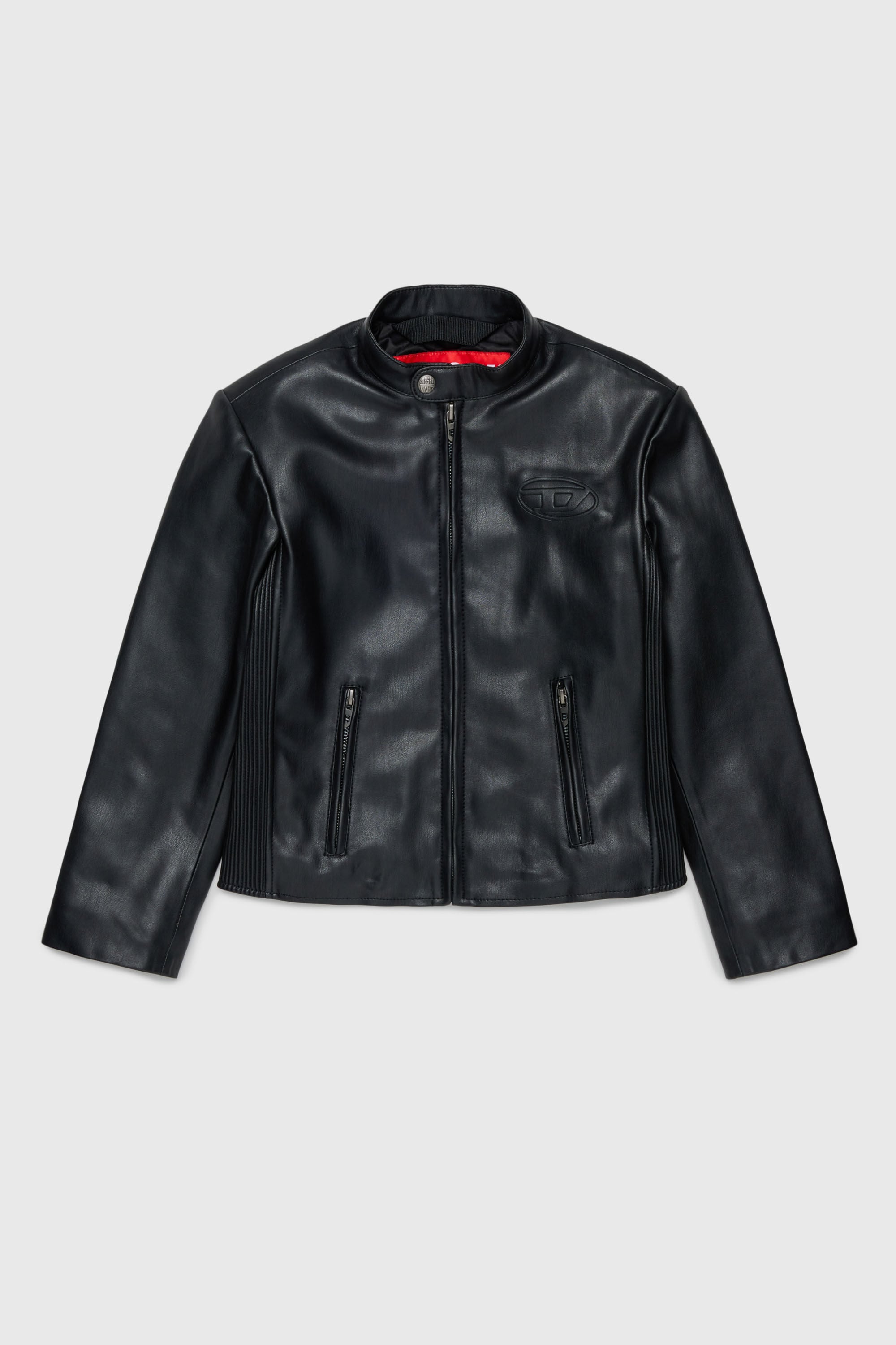 Diesel - JEMBY, Man's Biker jacket with embossed Oval D logo in Black - 1