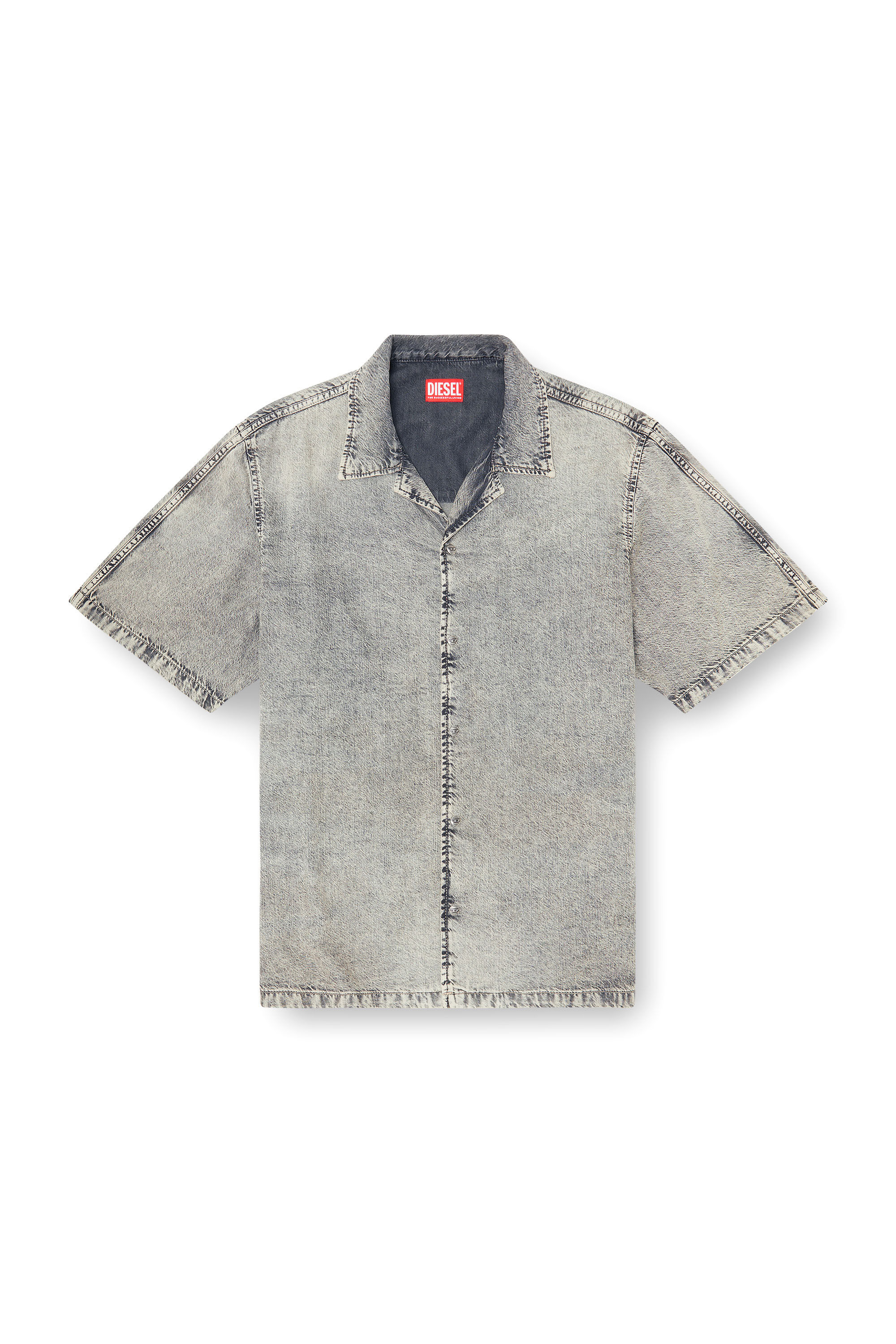 A*6様 DIESEL ダークグレー デニムシャツ 【美品】 Men's Short-sleeve shirt in fluid treated denim | Grey | Diesel