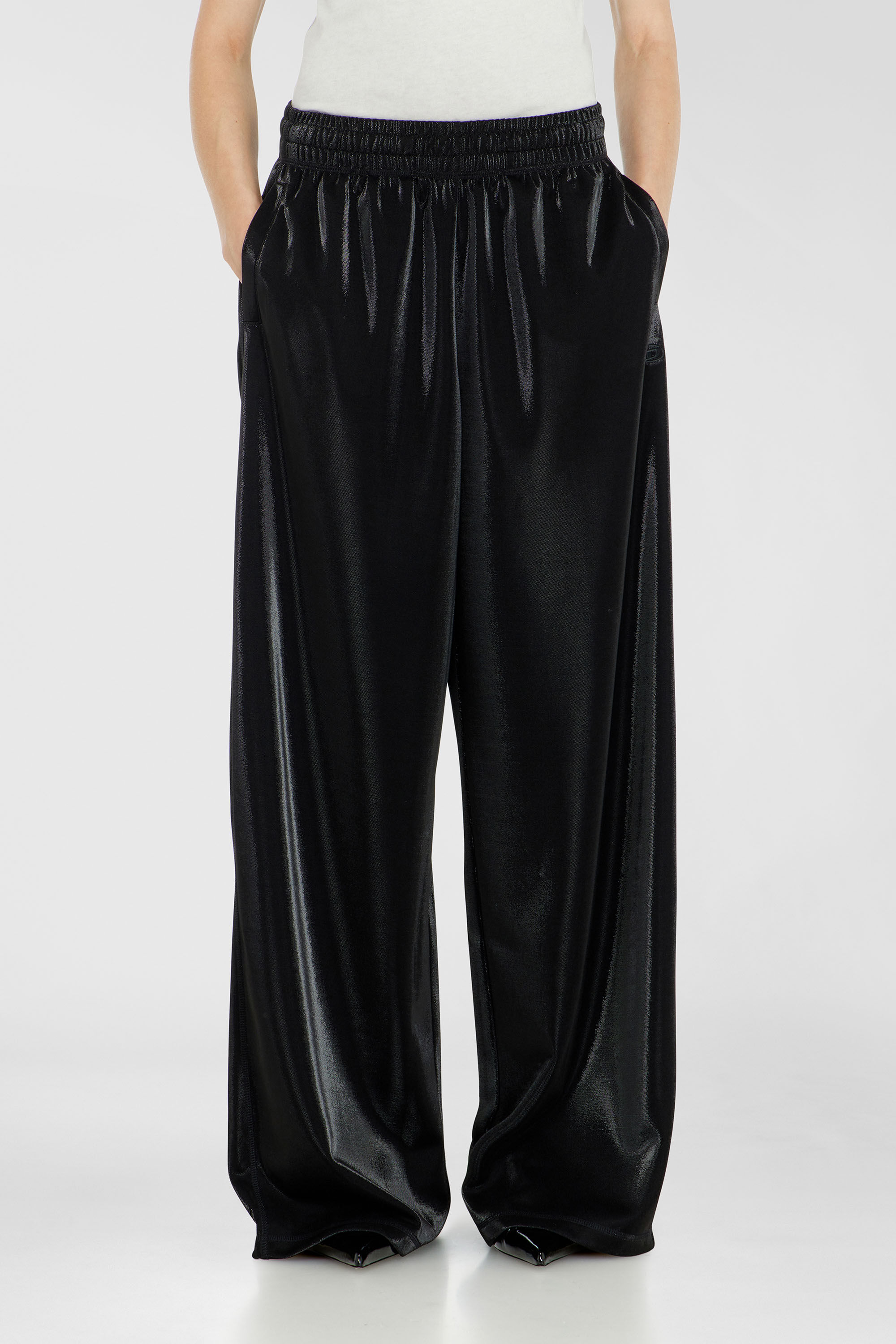 Diesel - P-ROSY, Woman's Sweatpants in shiny piquet fabric in Black - 3