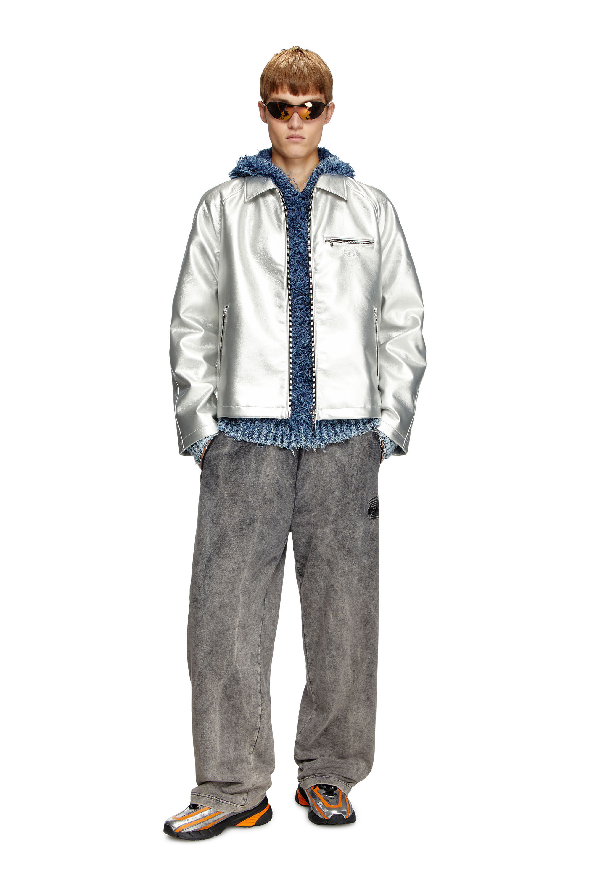 Diesel - J-THOME, Unisex's Metallic coach jacket in Silver - 1