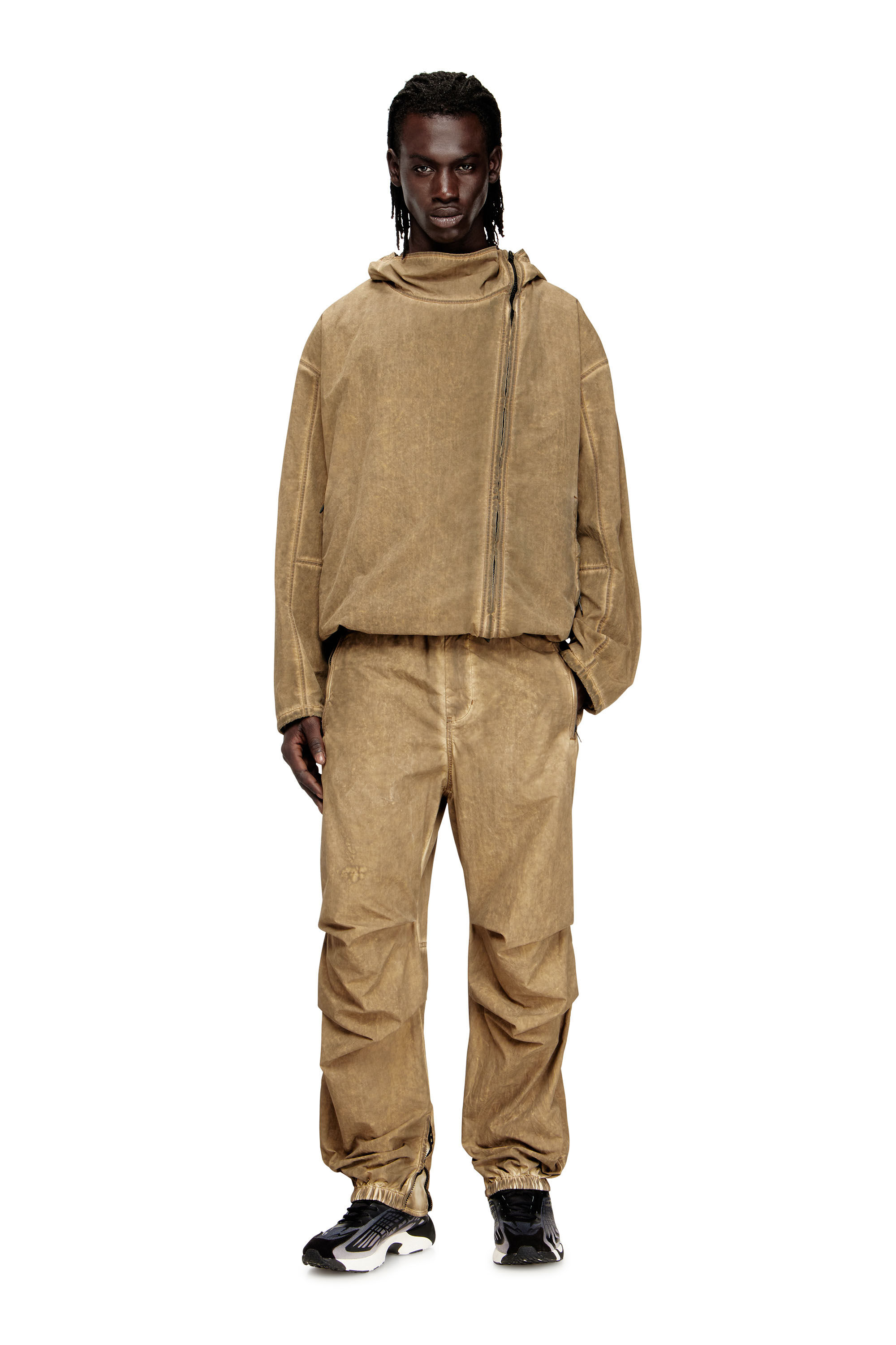 Diesel - J-SQUAD-TREAT, Man's Dirt-effect hooded jacket in Taslan in null - 1