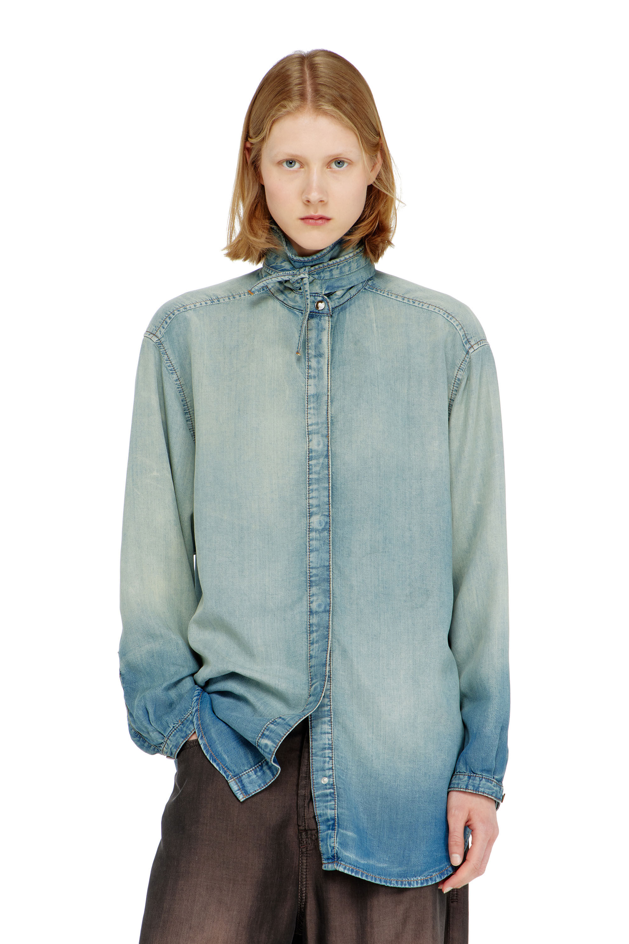 Women's Shirt in marbled fluid denim | ToBeDefined | Diesel