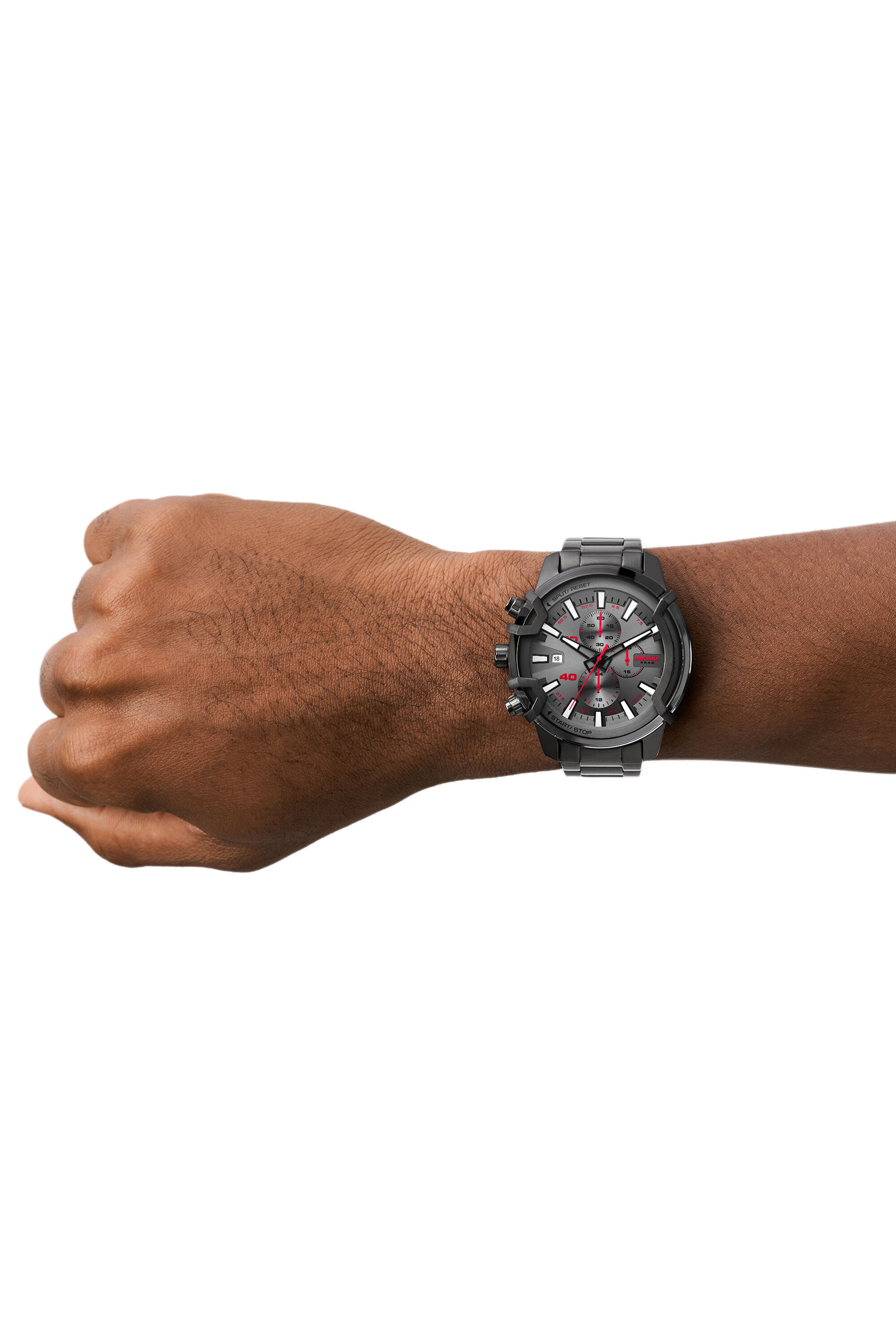 DZ4586 Man: Griffed chronograph gunmetal steel watch | Diesel