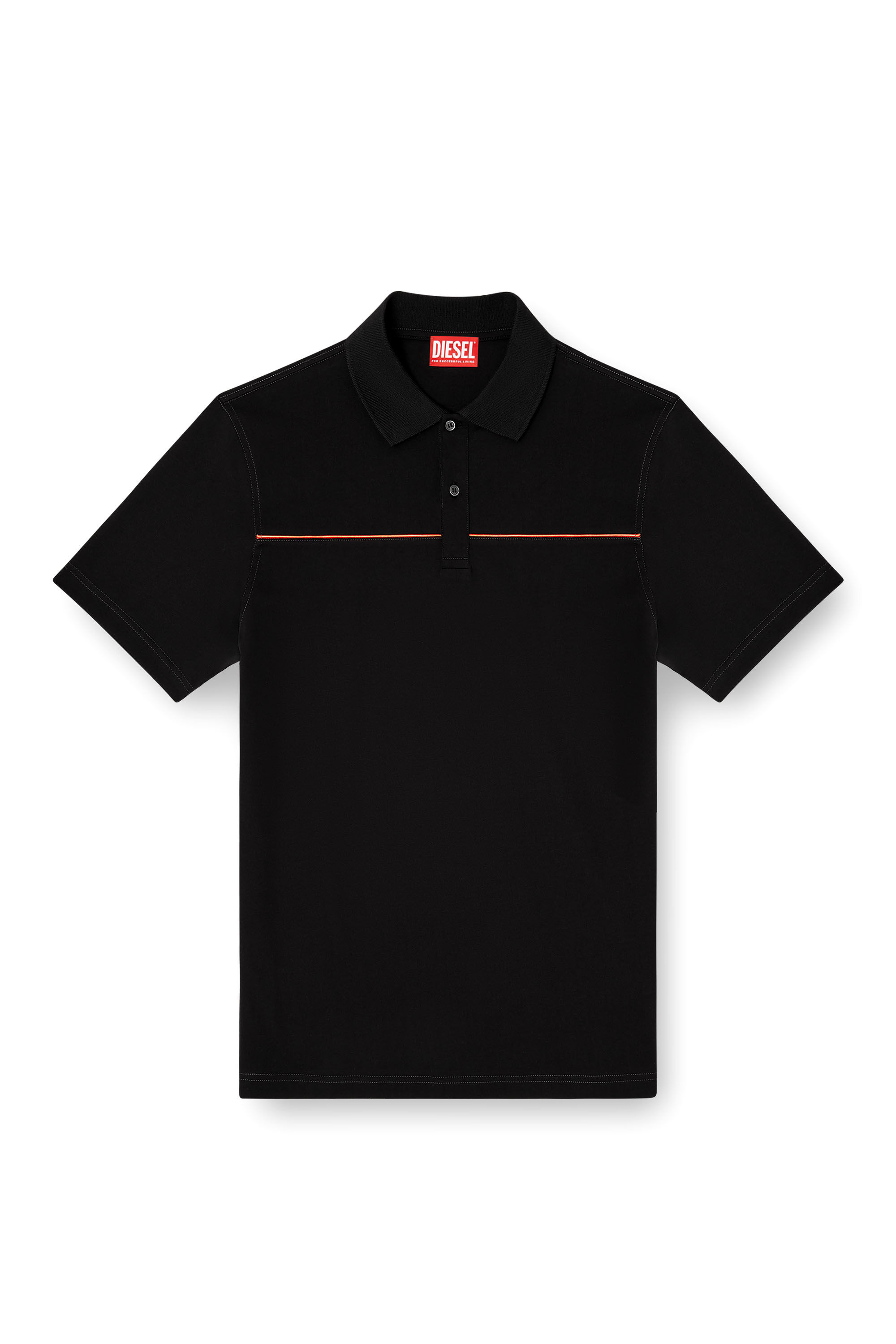 Diesel - T-REJUST-PIPING, Man's Polo shirt with contrast piping in Black - 2