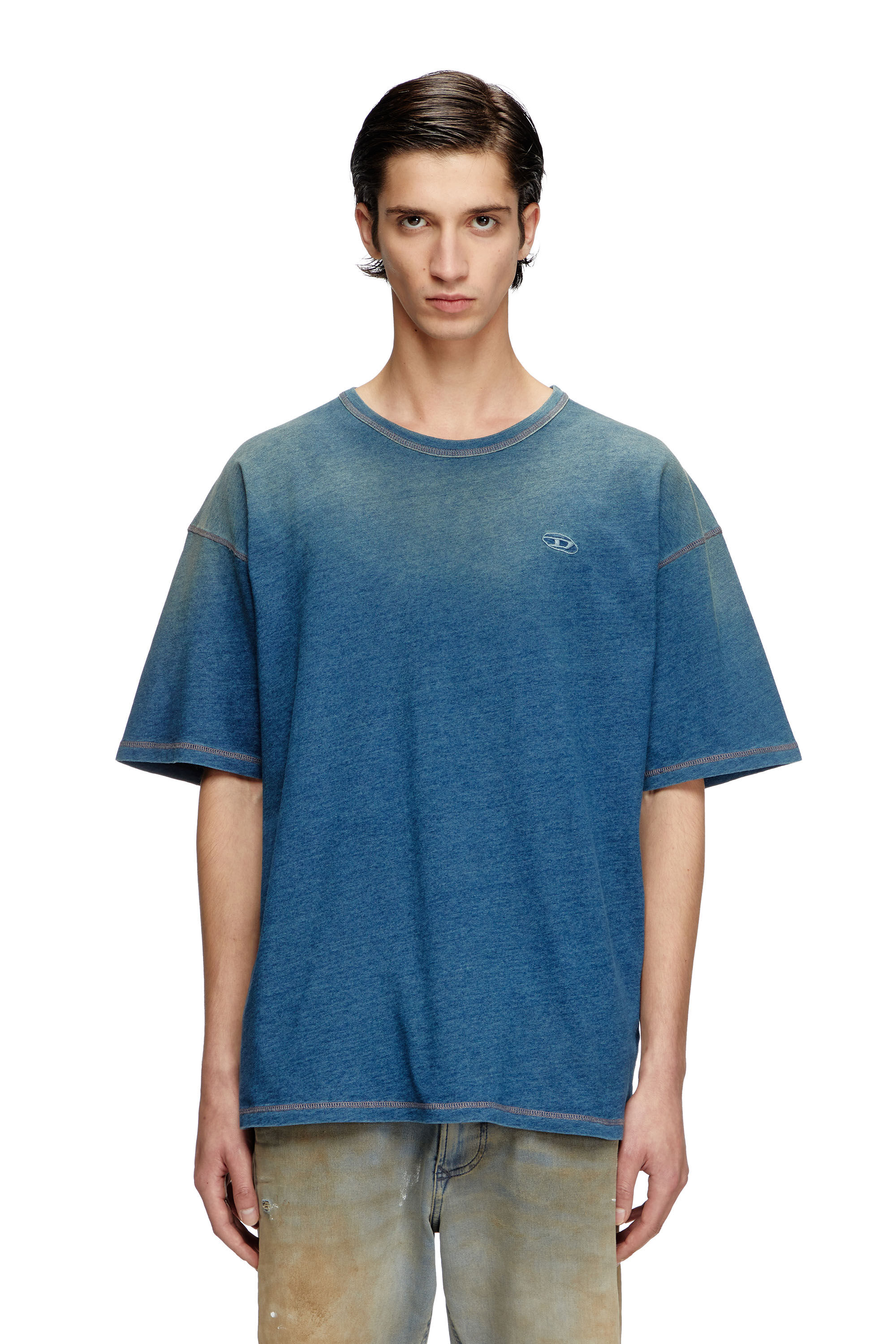 ★DIESEL★ T Boxt R11 T-Shirt Blue A161860GIAU01 A161860GIAU Men's T-shirt with sprayed treatment | Blue | Diesel