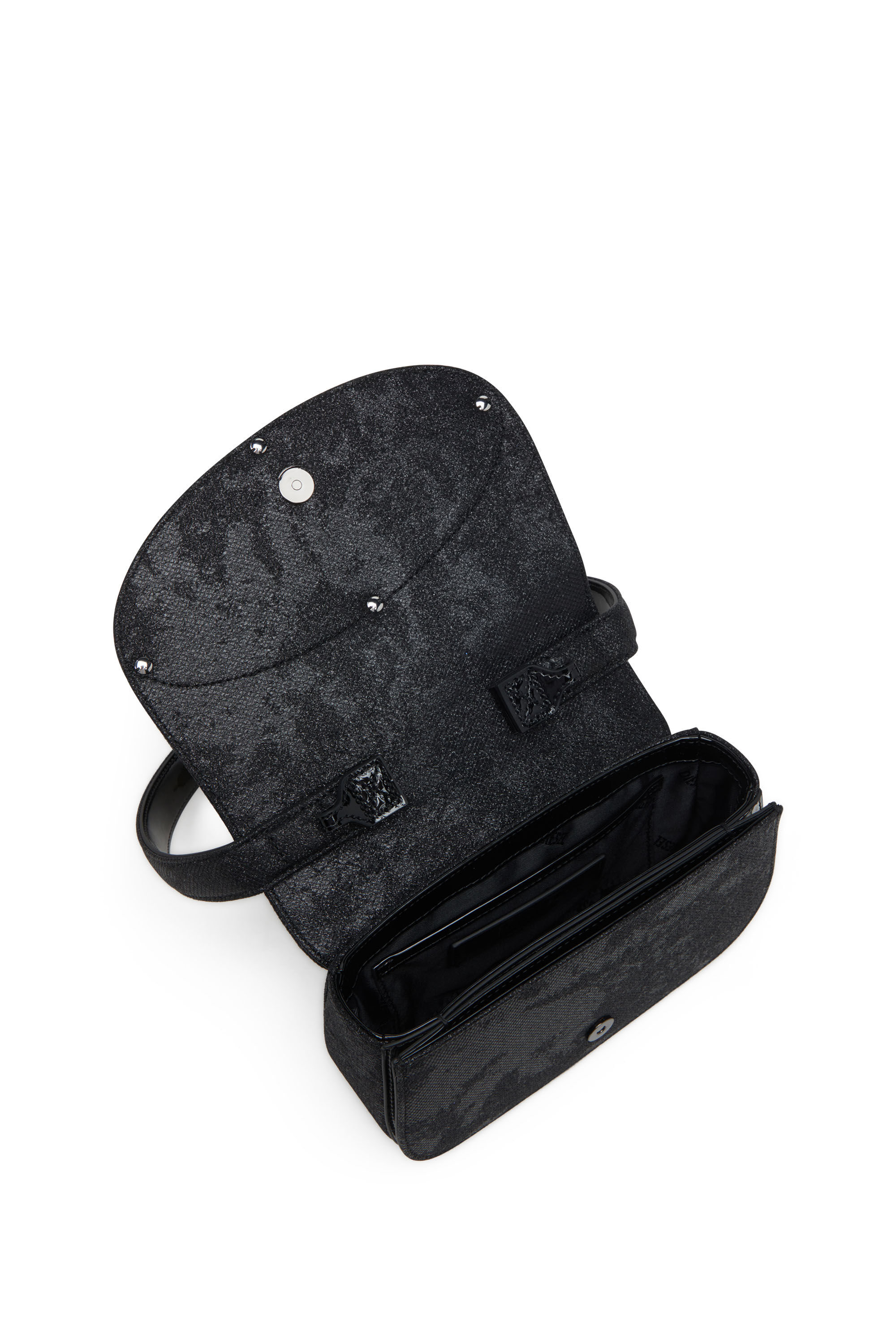 Diesel - 1DR, Woman's 1DR-Iconic 1DR bag in glitter-camo Lurex in Black - 5